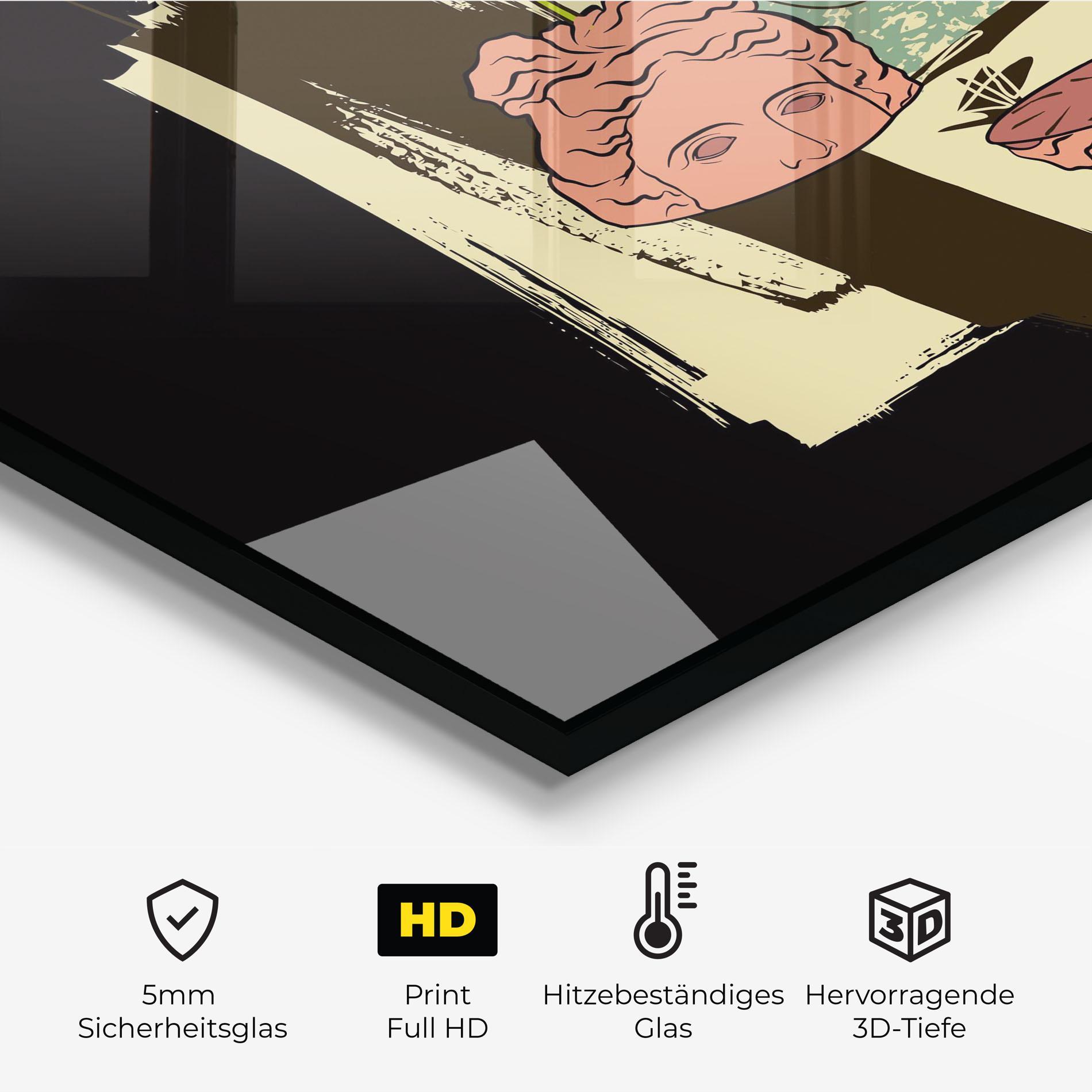 Küchenrückwand Glas Statue Fruit mockup 2