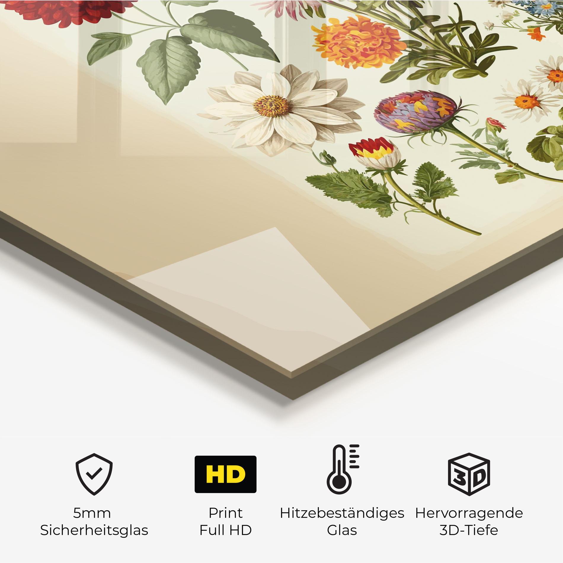Küchenrückwand Glas Vintage Botanical mockup 2