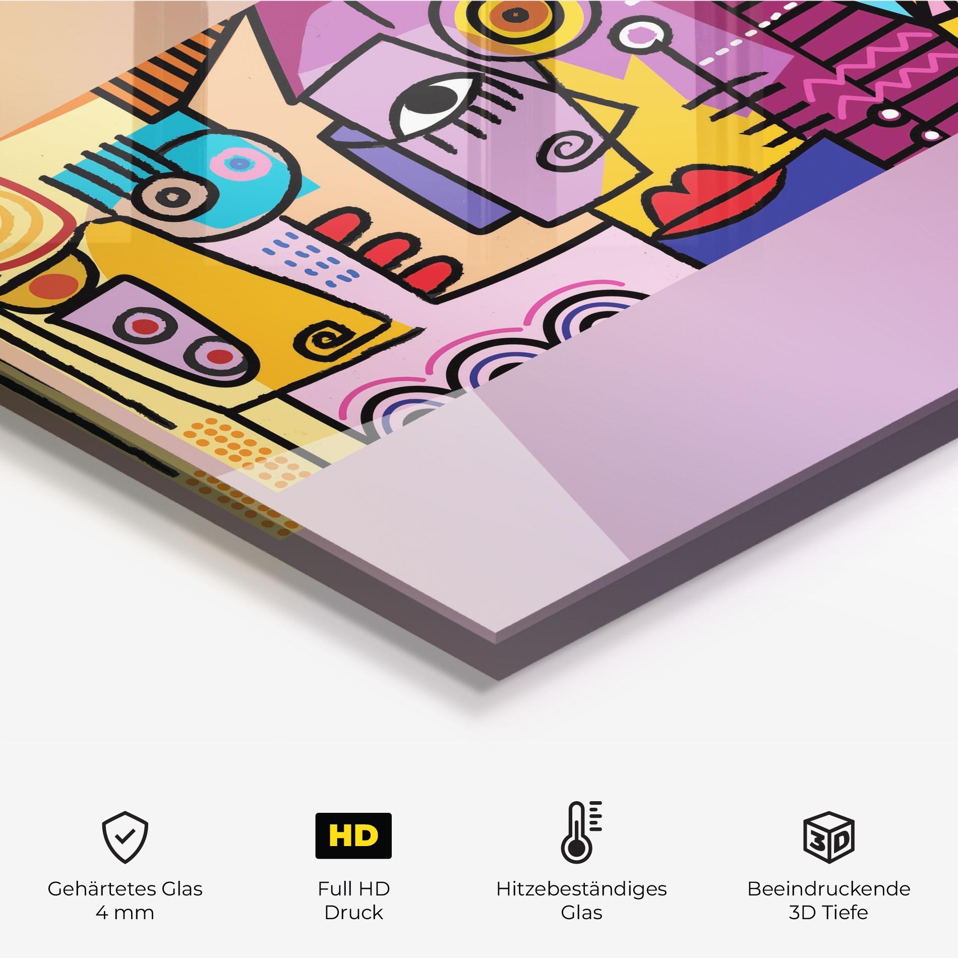 Küchenrückwand Glas Face Group Purple mockup 2