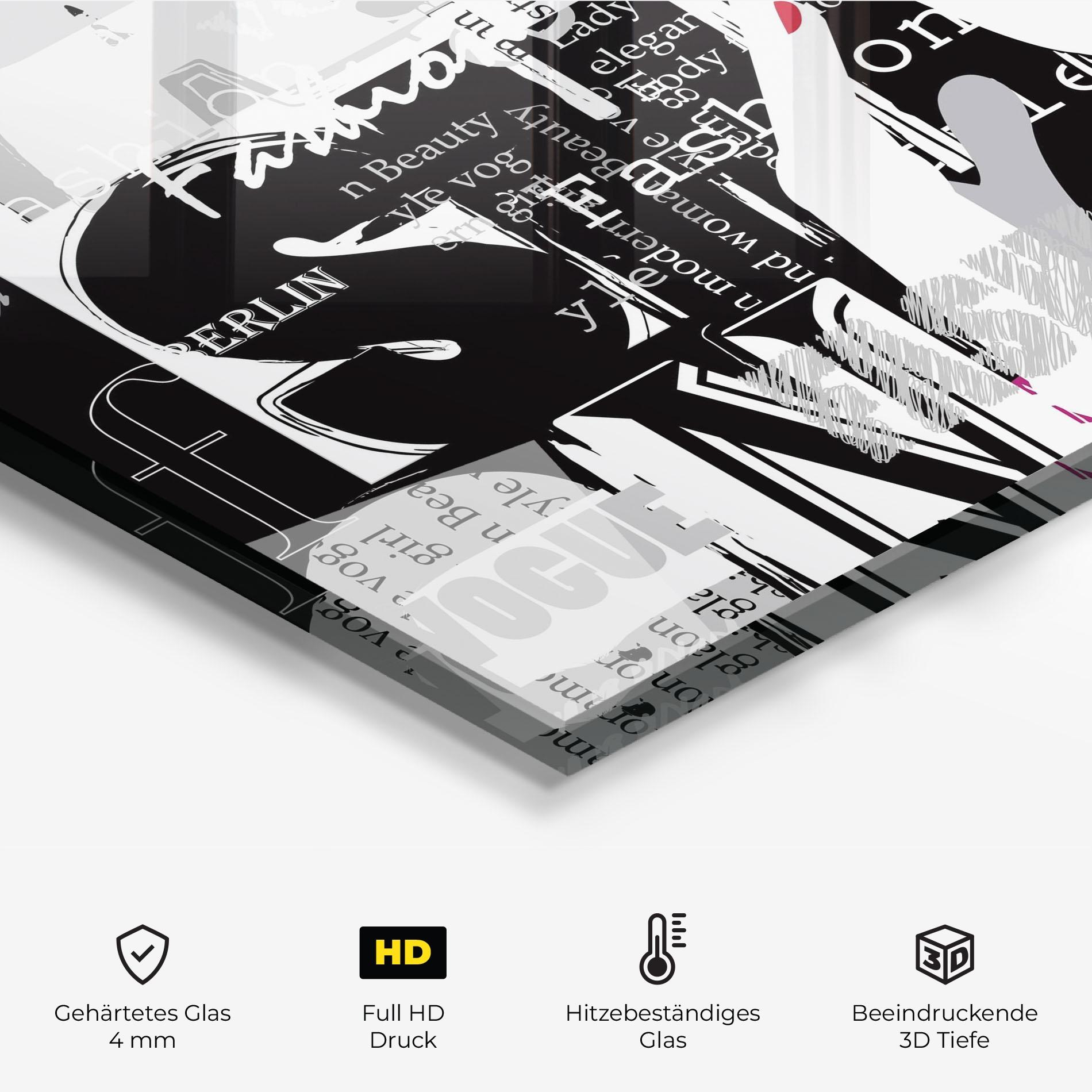 Küchenrückwand Glas Fashion Collage mockup 2