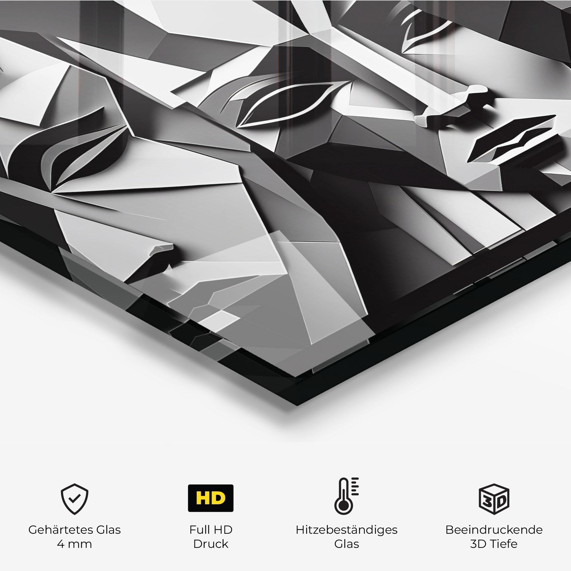 Küchenrückwand Glas Grey Faces Collage mockup 2