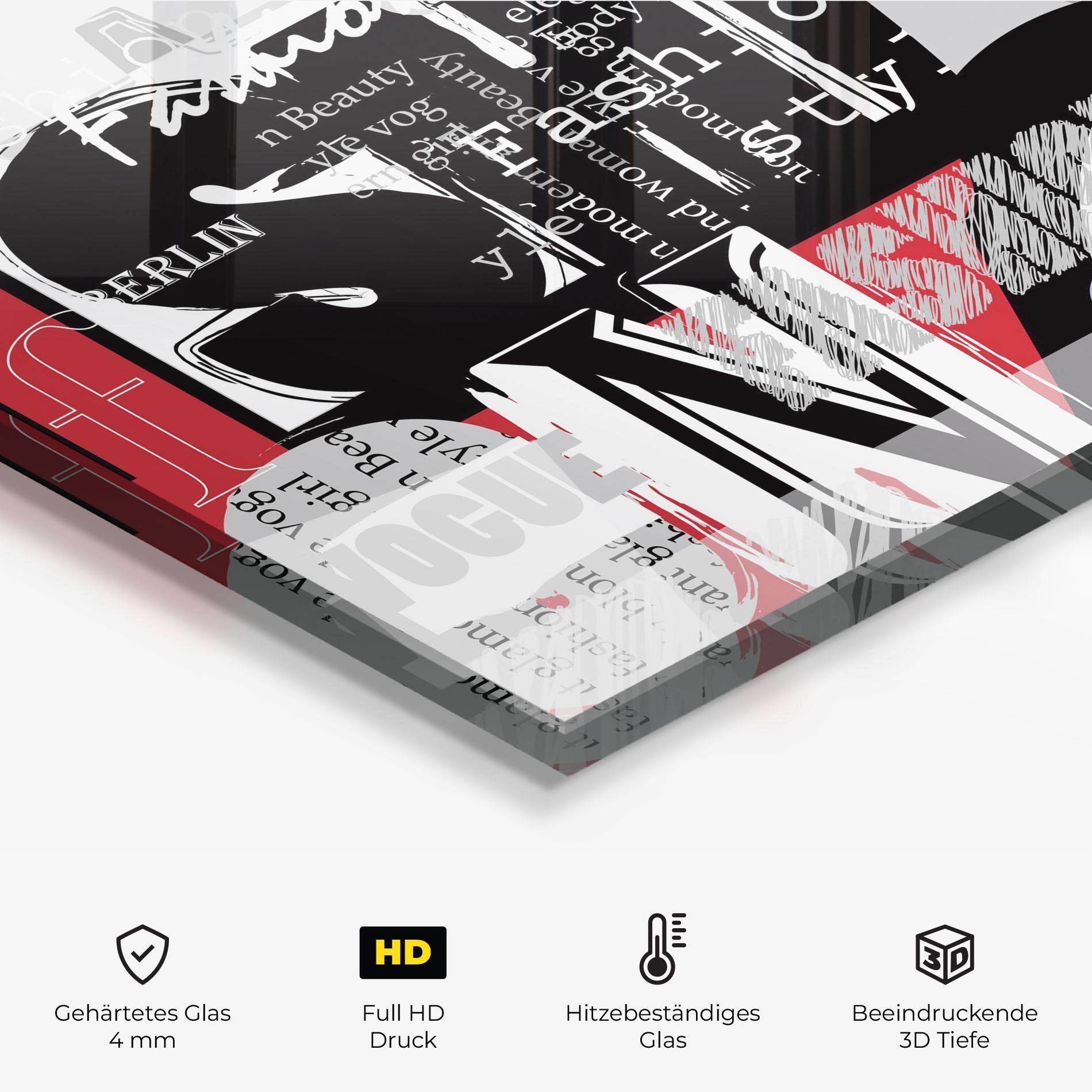 Küchenrückwand Glas London Fashion Collage mockup 2