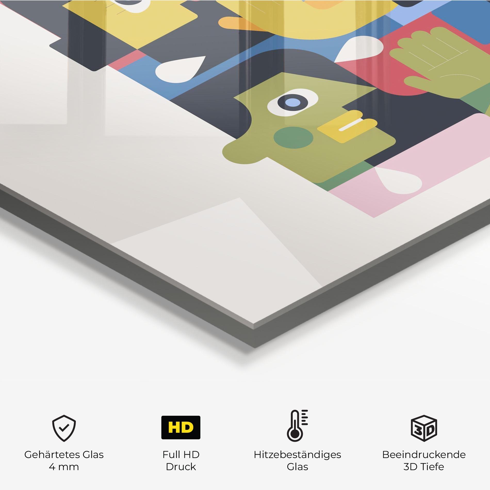 Küchenrückwand Glas Minimal People Collage mockup 2