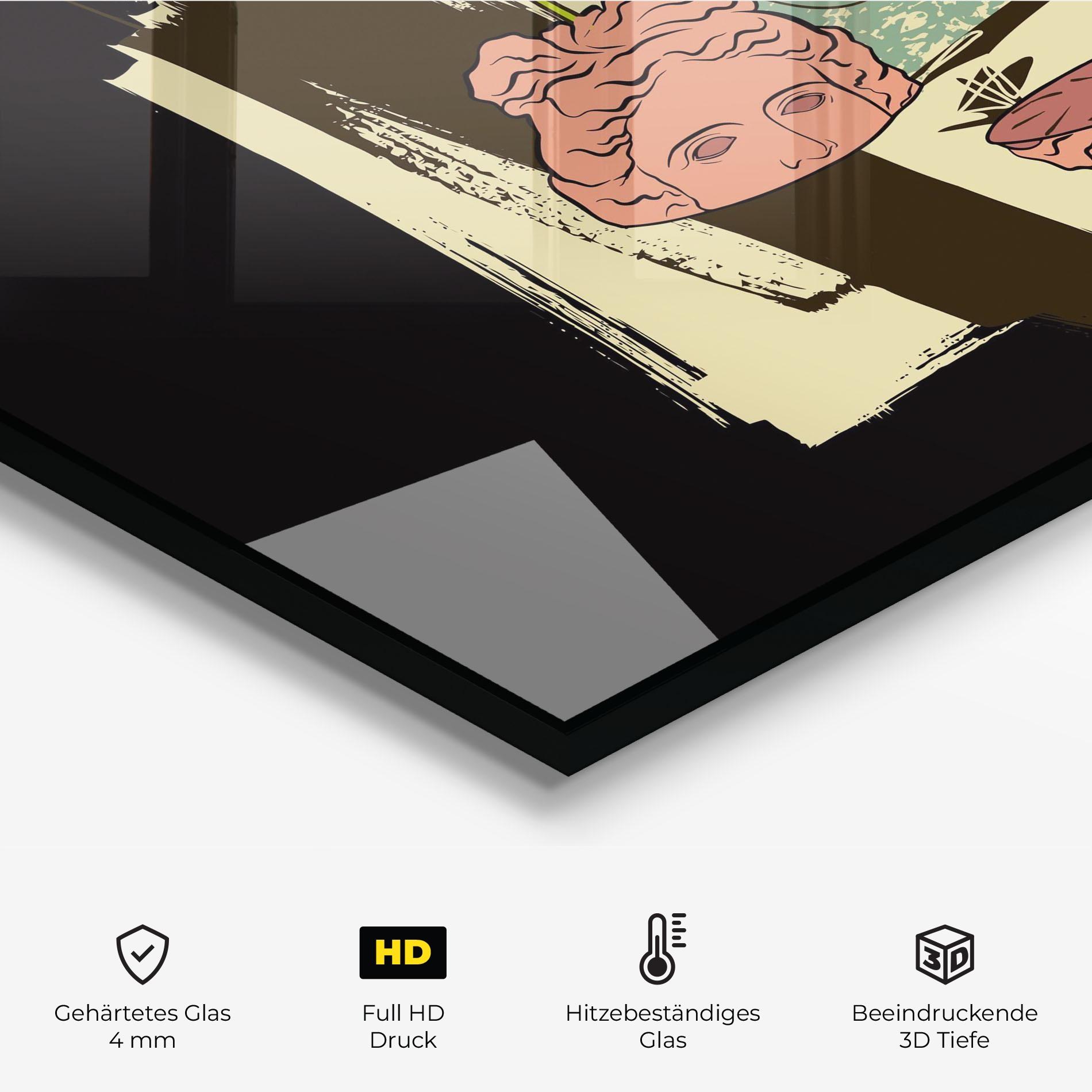 Küchenrückwand Glas Statue Fruit mockup 2