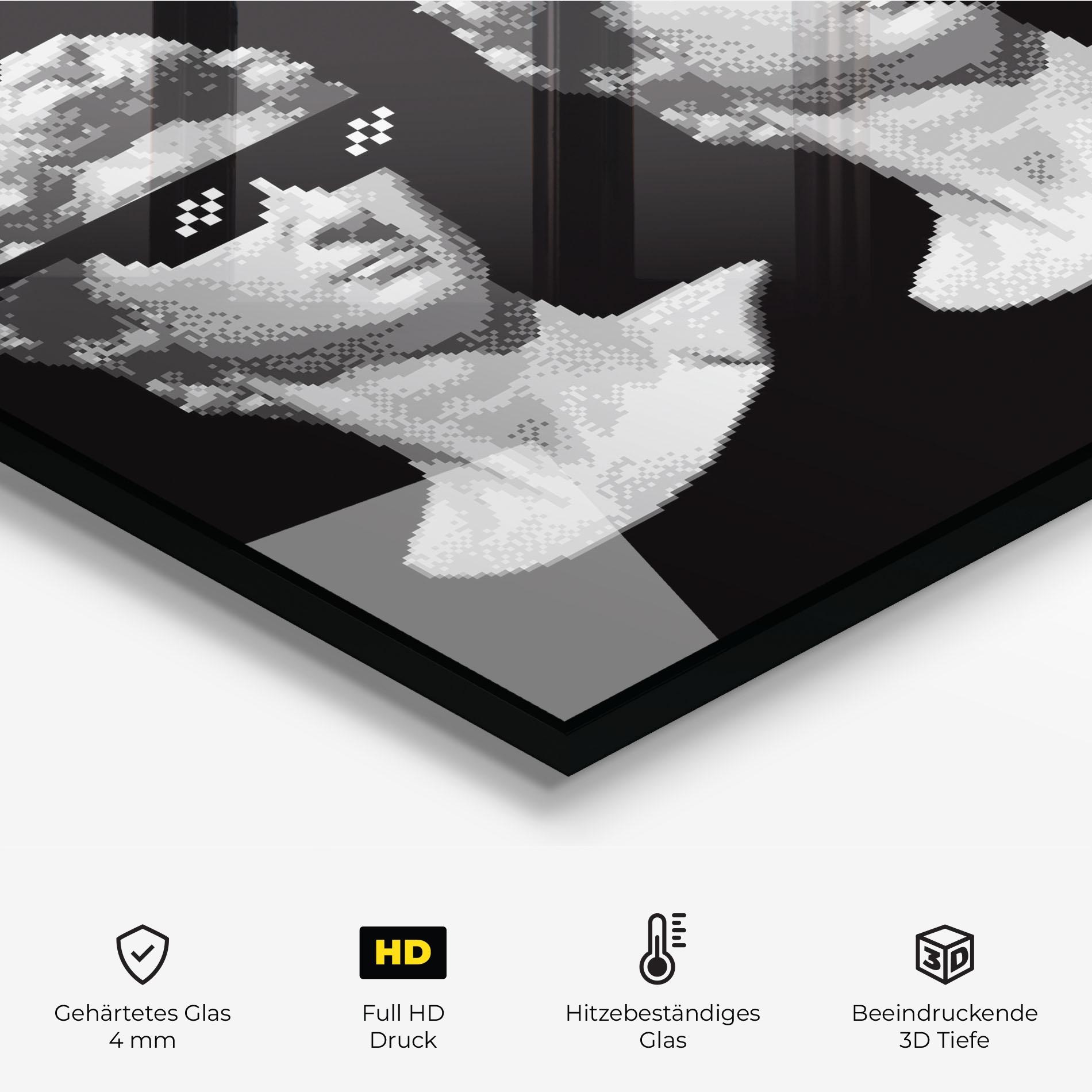 Küchenrückwand Glas Statue Smoking mockup 2