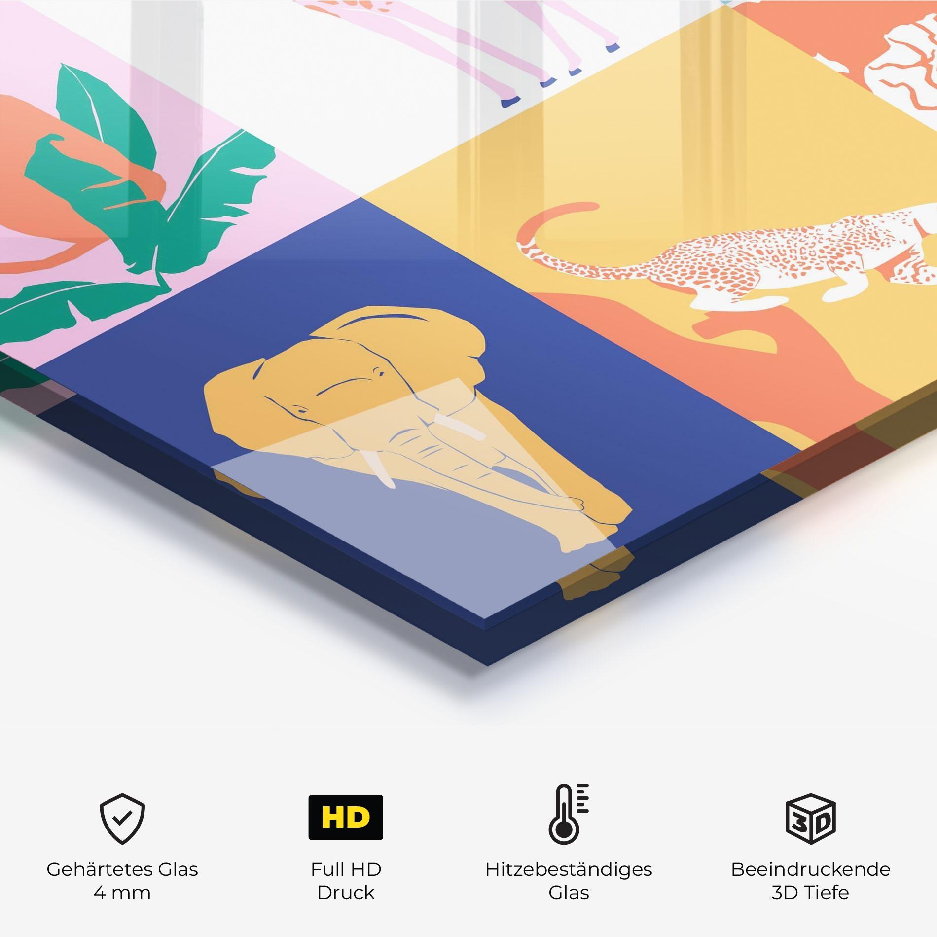 Küchenrückwand Glas Wild Life Collage mockup 2