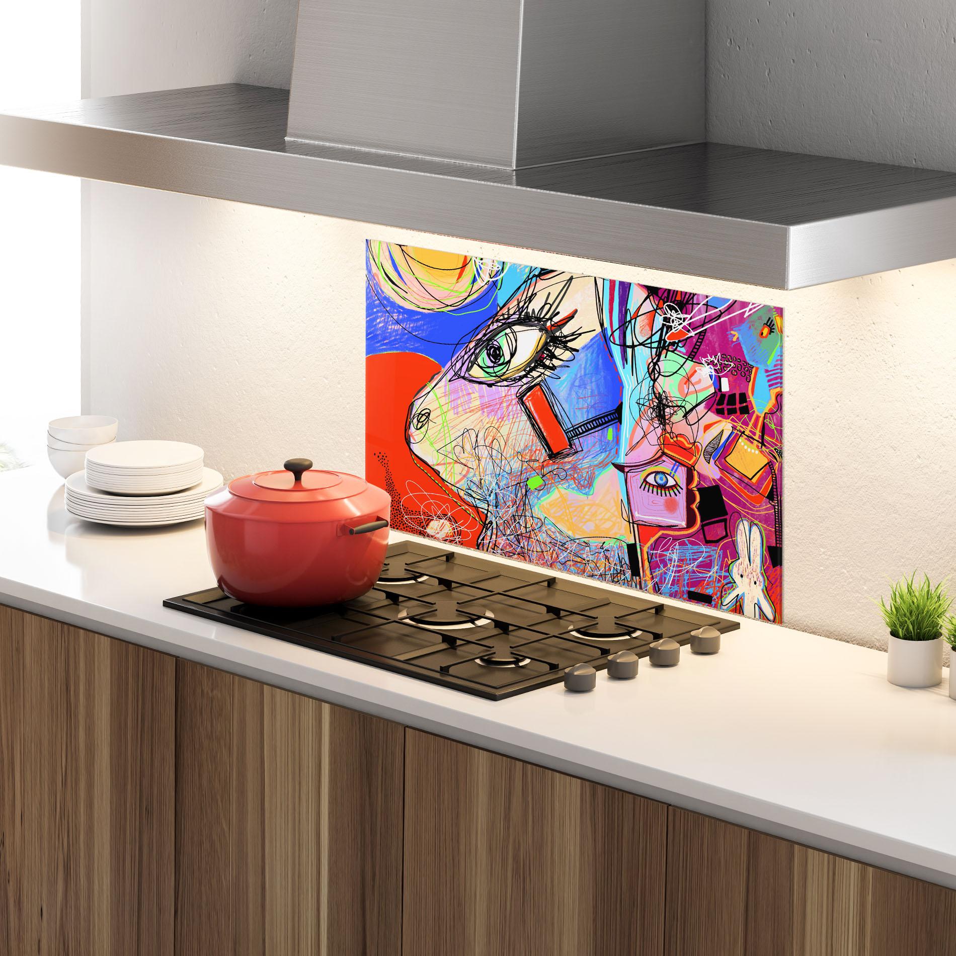 Küchenrückwand Glas Animal Eye Art mockup 4