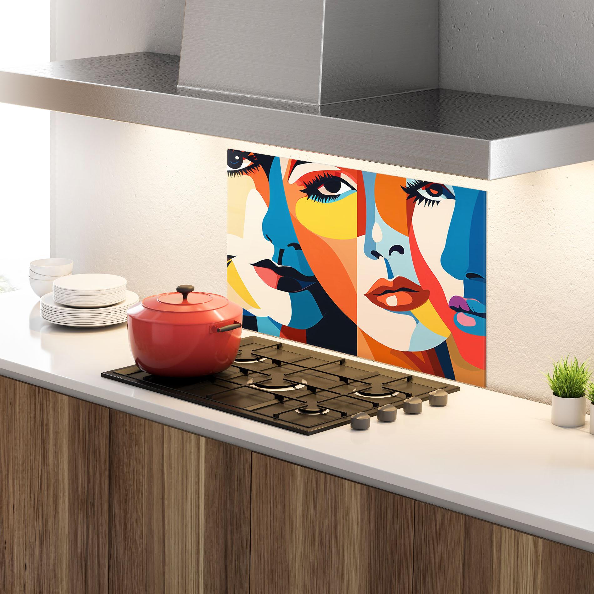 Küchenrückwand Glas Beauty Face Collage mockup 4