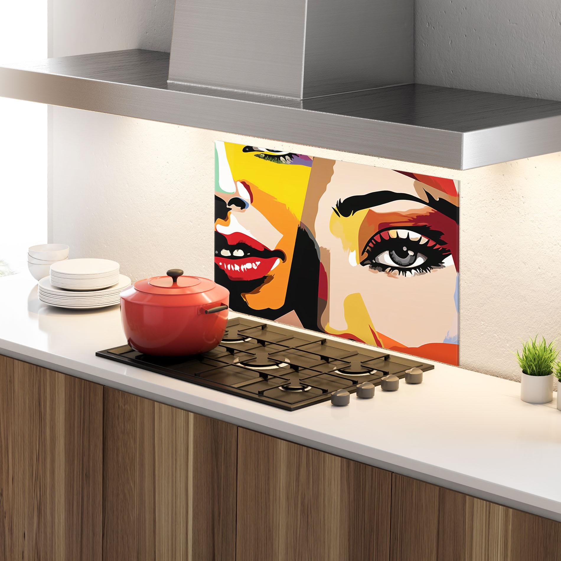 Küchenrückwand Glas Beauty Woman Art mockup 4