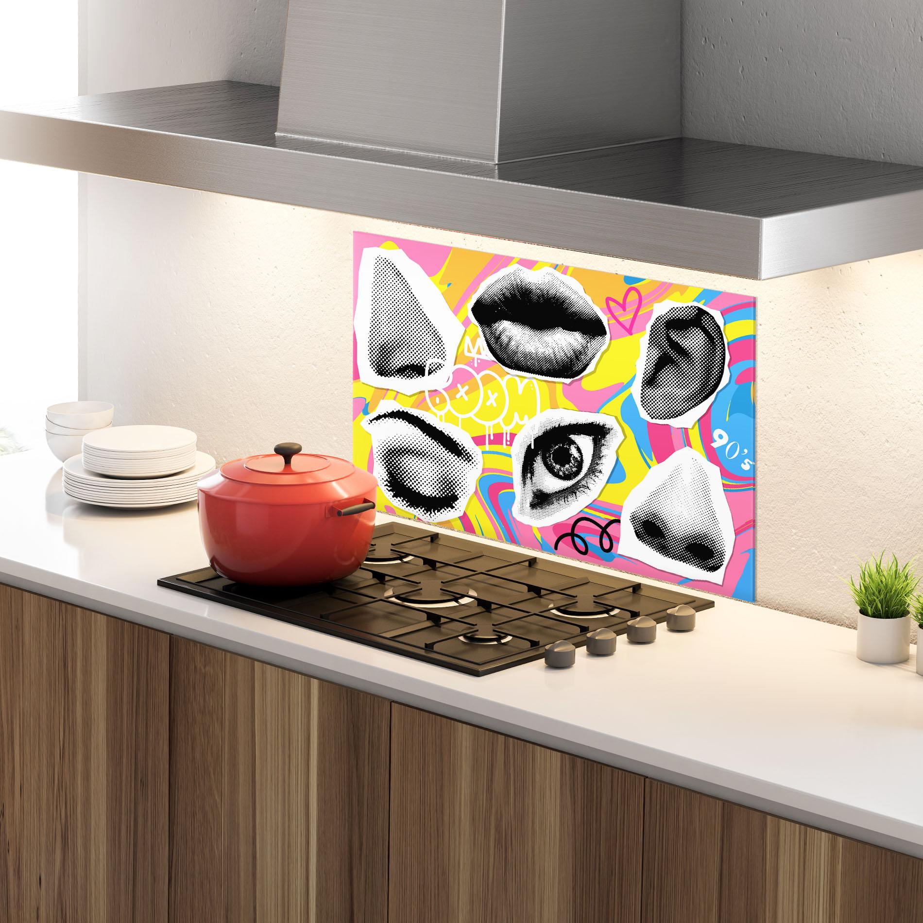 Küchenrückwand Glas Boom 90s mockup 4