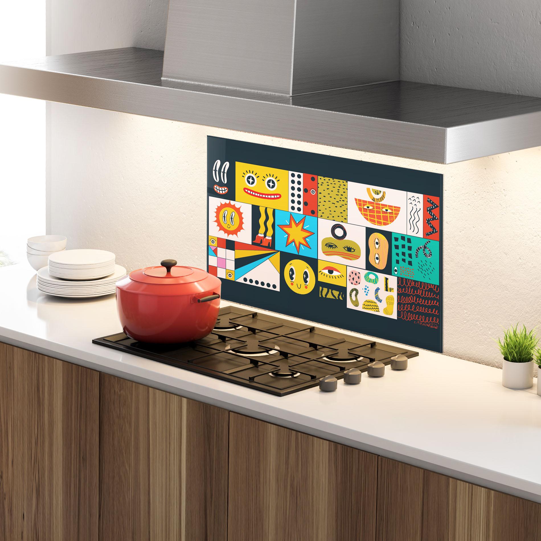 Küchenrückwand Glas Cool Eye Shape mockup 4