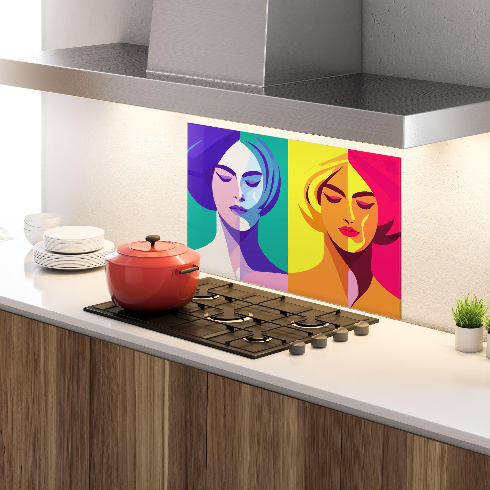 Küchenrückwand Glas Winter Summer Girl mockup 4