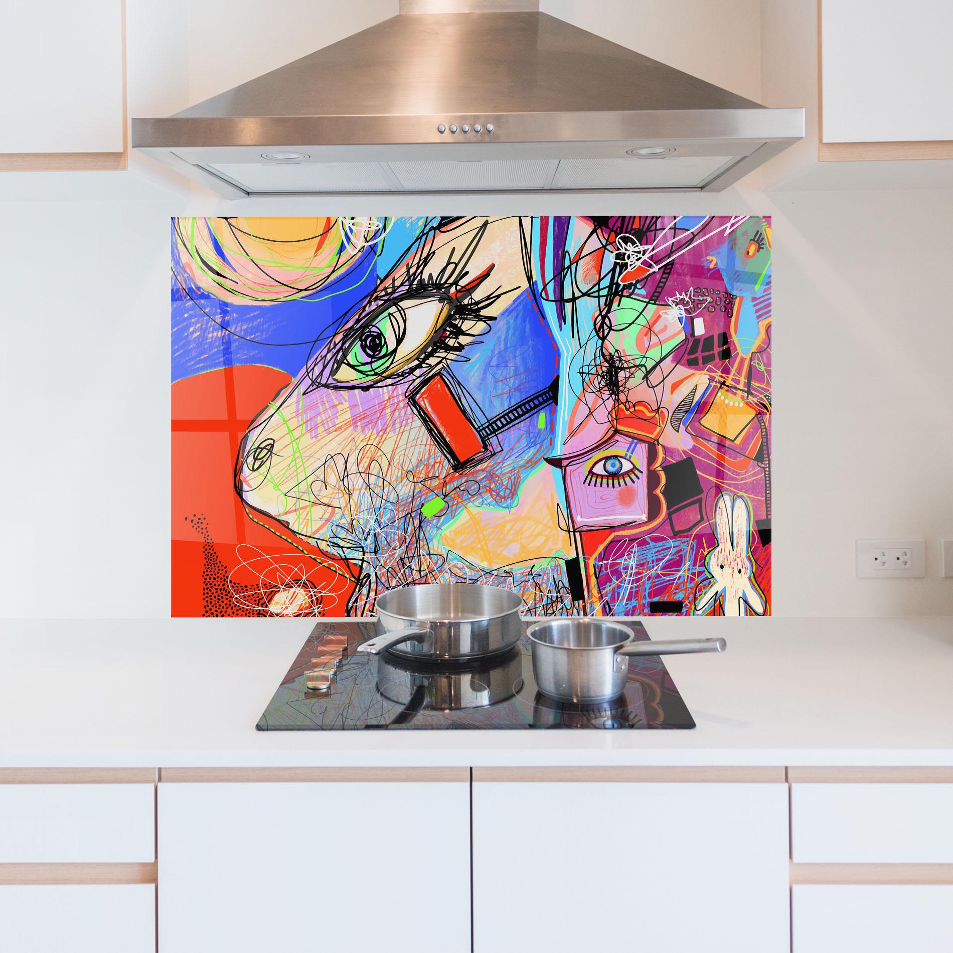 Küchenrückwand Glas Animal Eye Art mockup 5