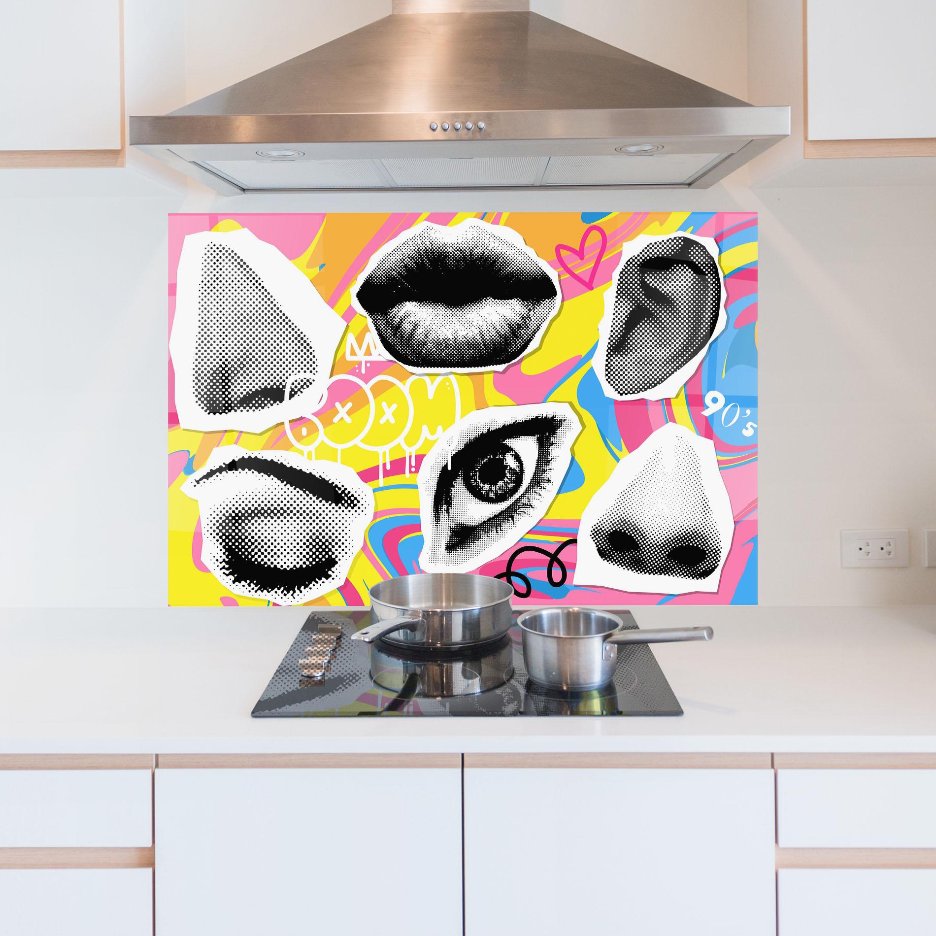 Küchenrückwand Glas Boom 90s mockup 5