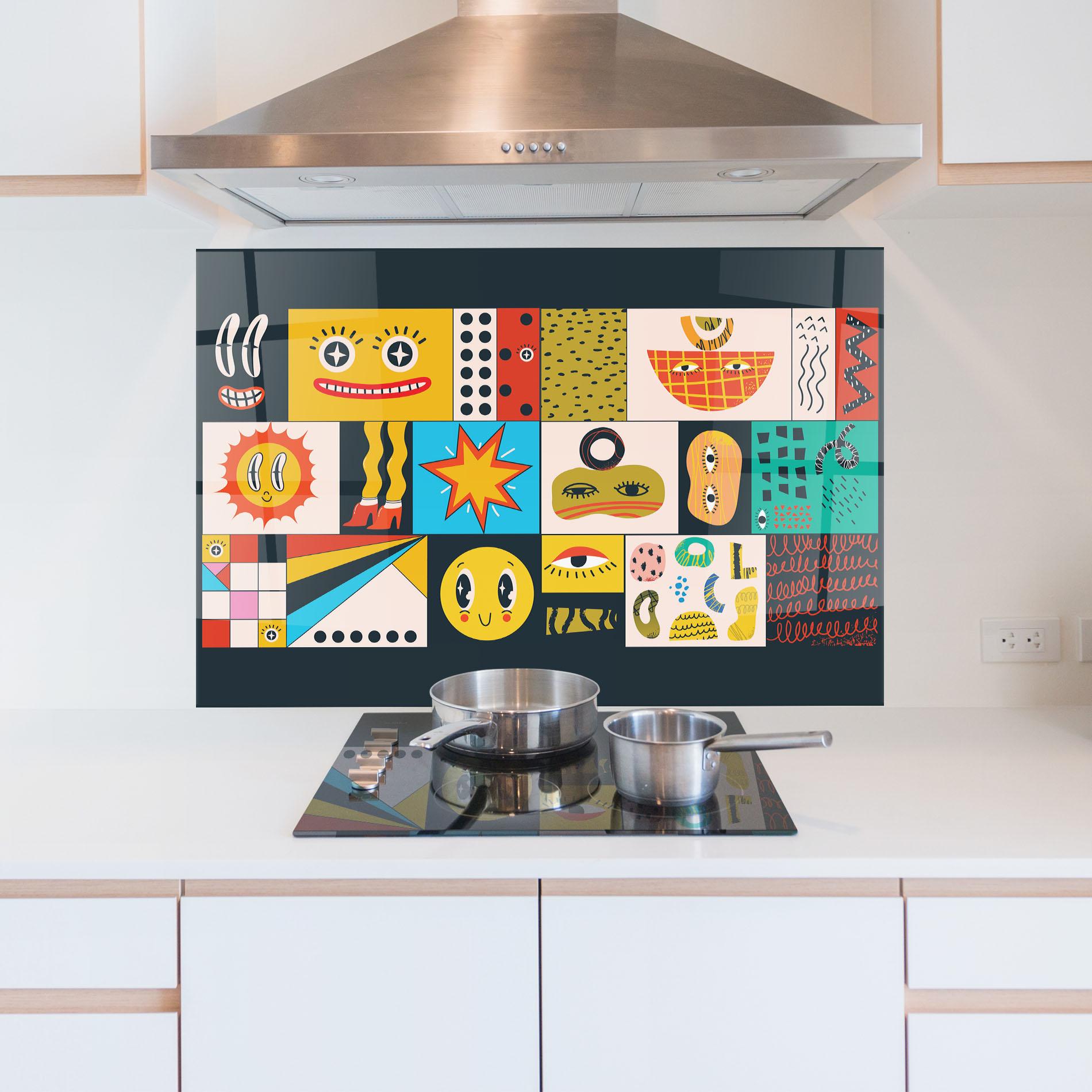 Küchenrückwand Glas Cool Eye Shape mockup 5