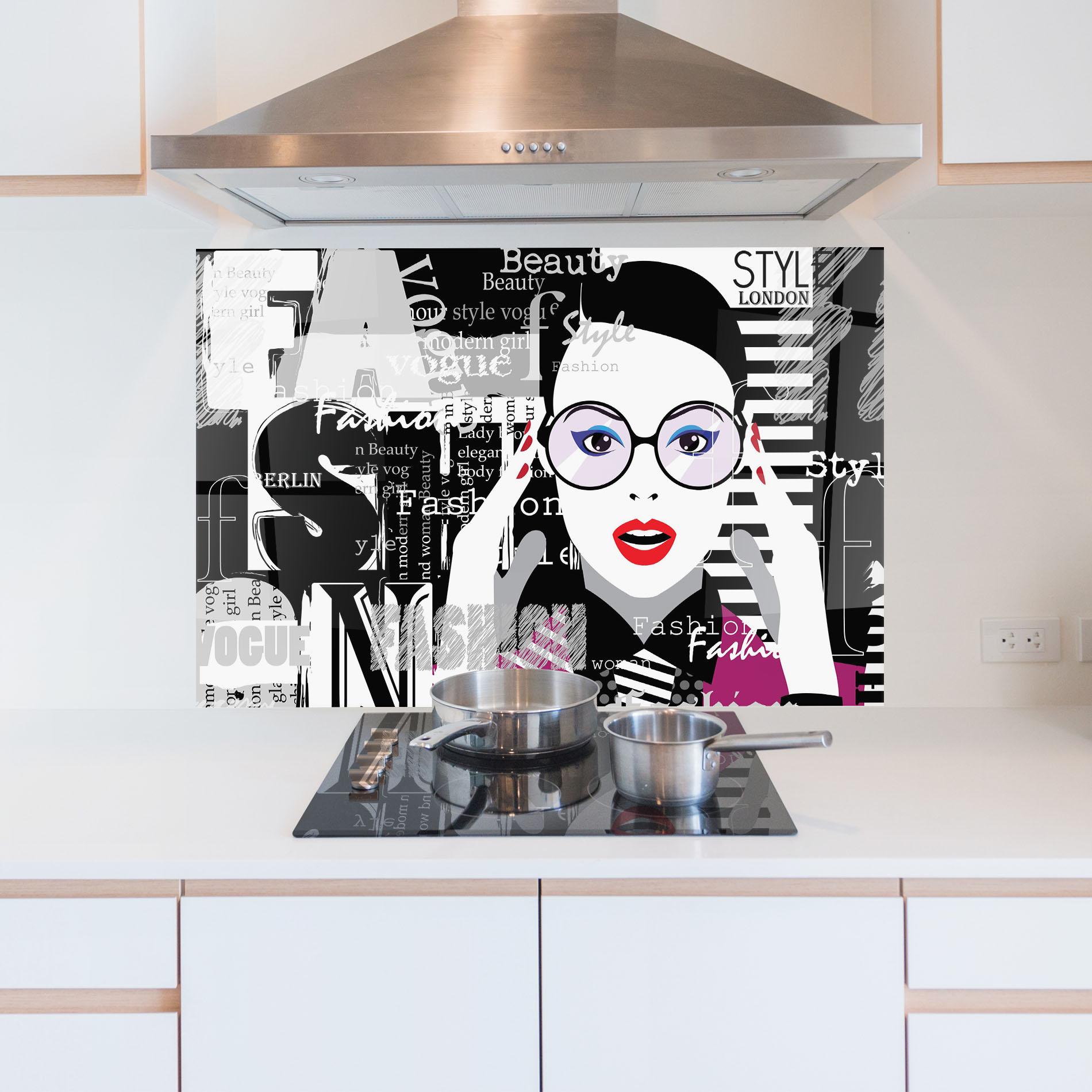 Küchenrückwand Glas Fashion Collage mockup 5