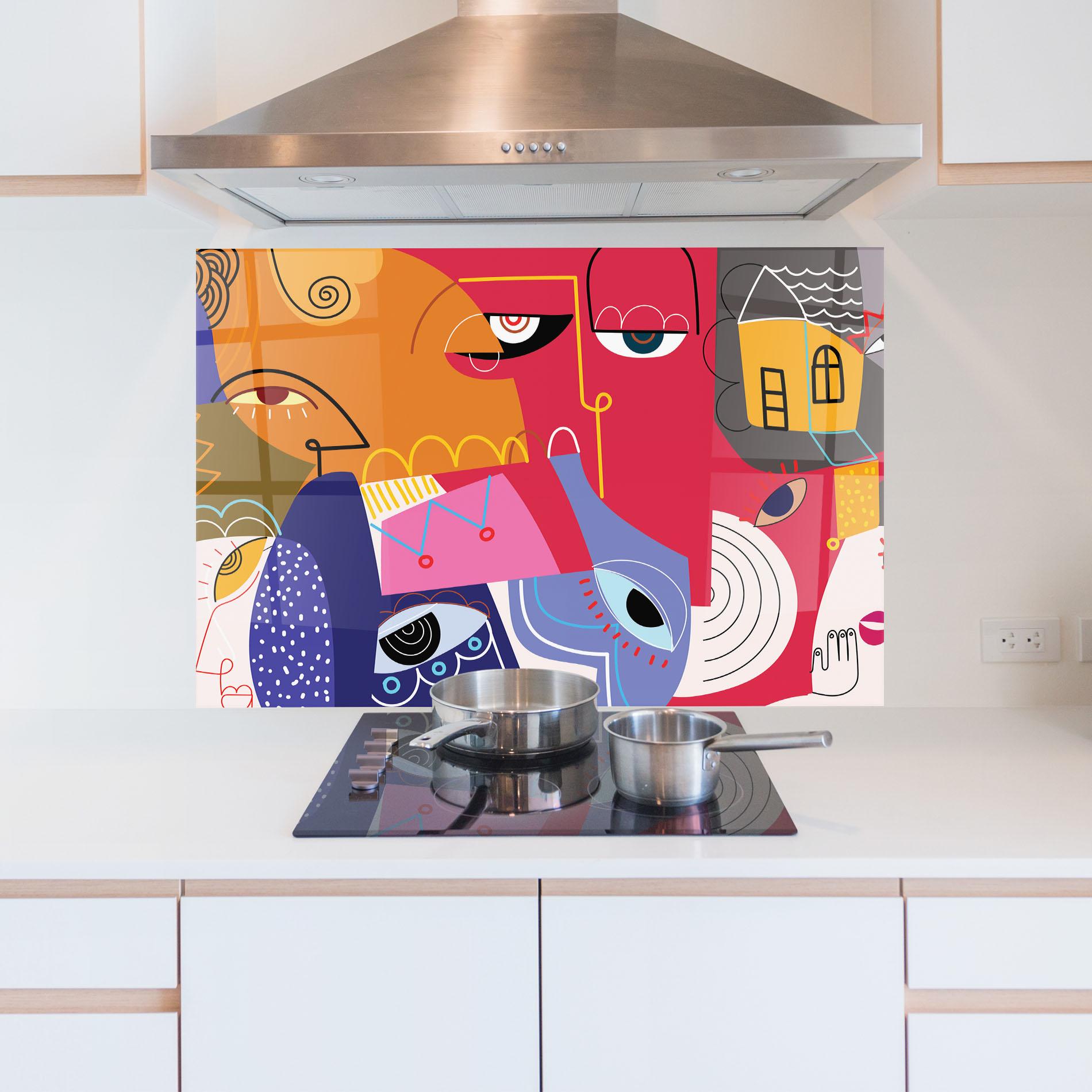 Küchenrückwand Glas Line Eye Family mockup 5