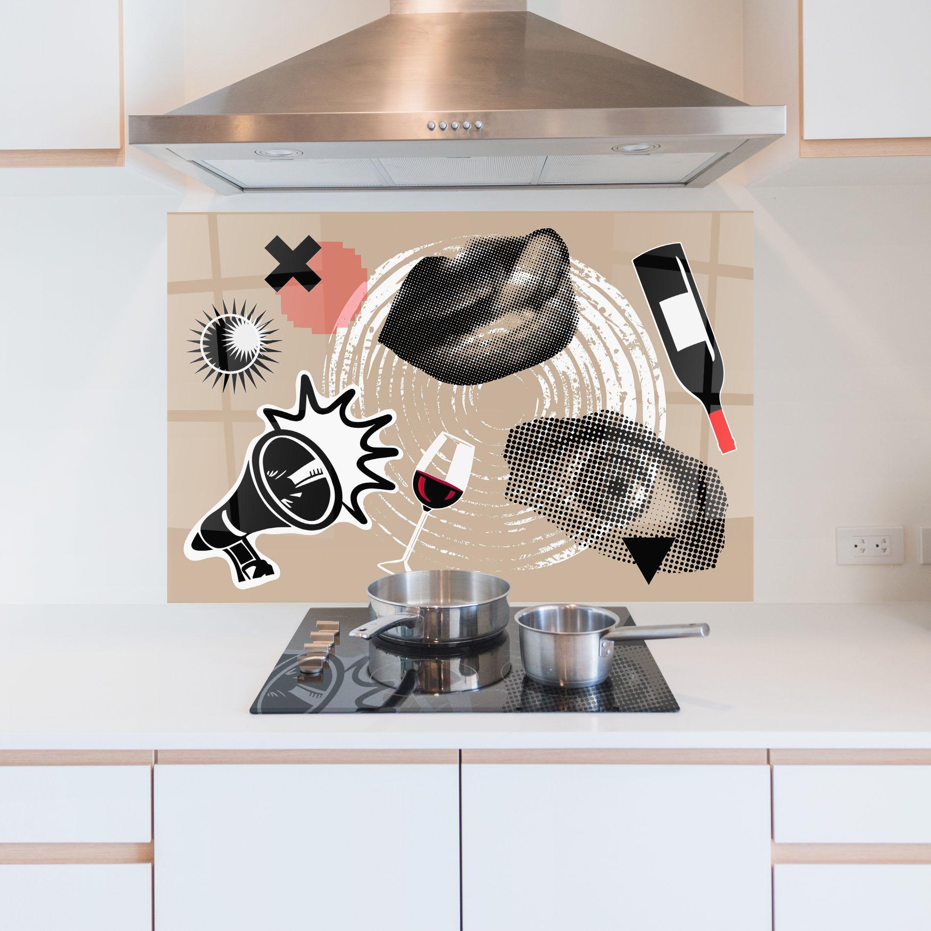 Küchenrückwand Glas Lips Mouth Collage mockup 5