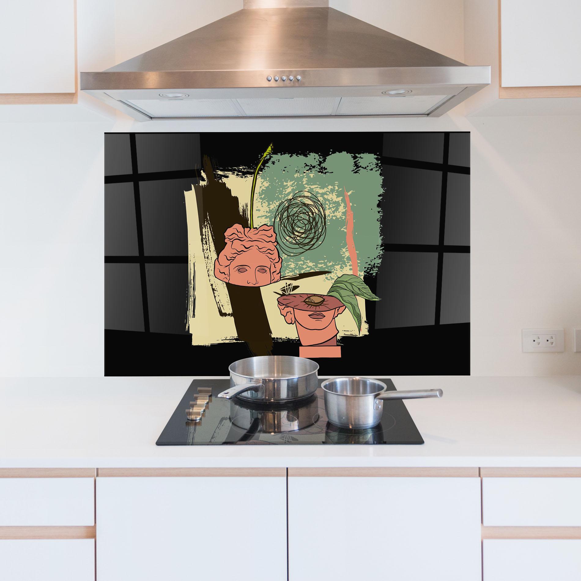 Küchenrückwand Glas Statue Fruit mockup 5