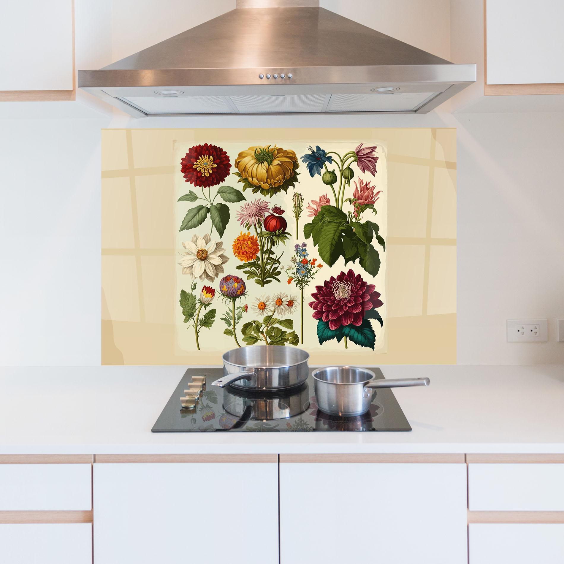 Küchenrückwand Glas Vintage Botanical mockup 5