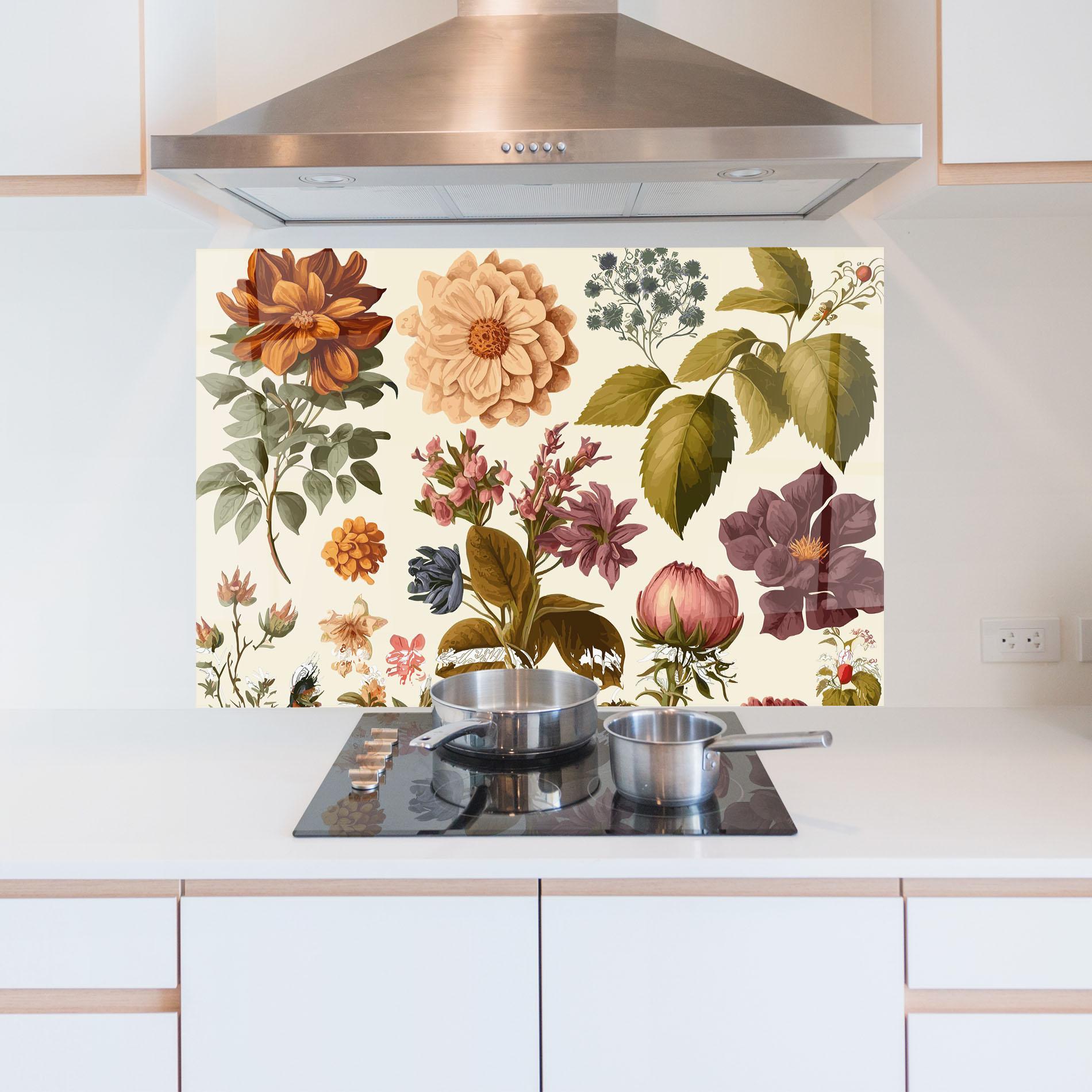 Küchenrückwand Glas Vintage Plant Collage mockup 5