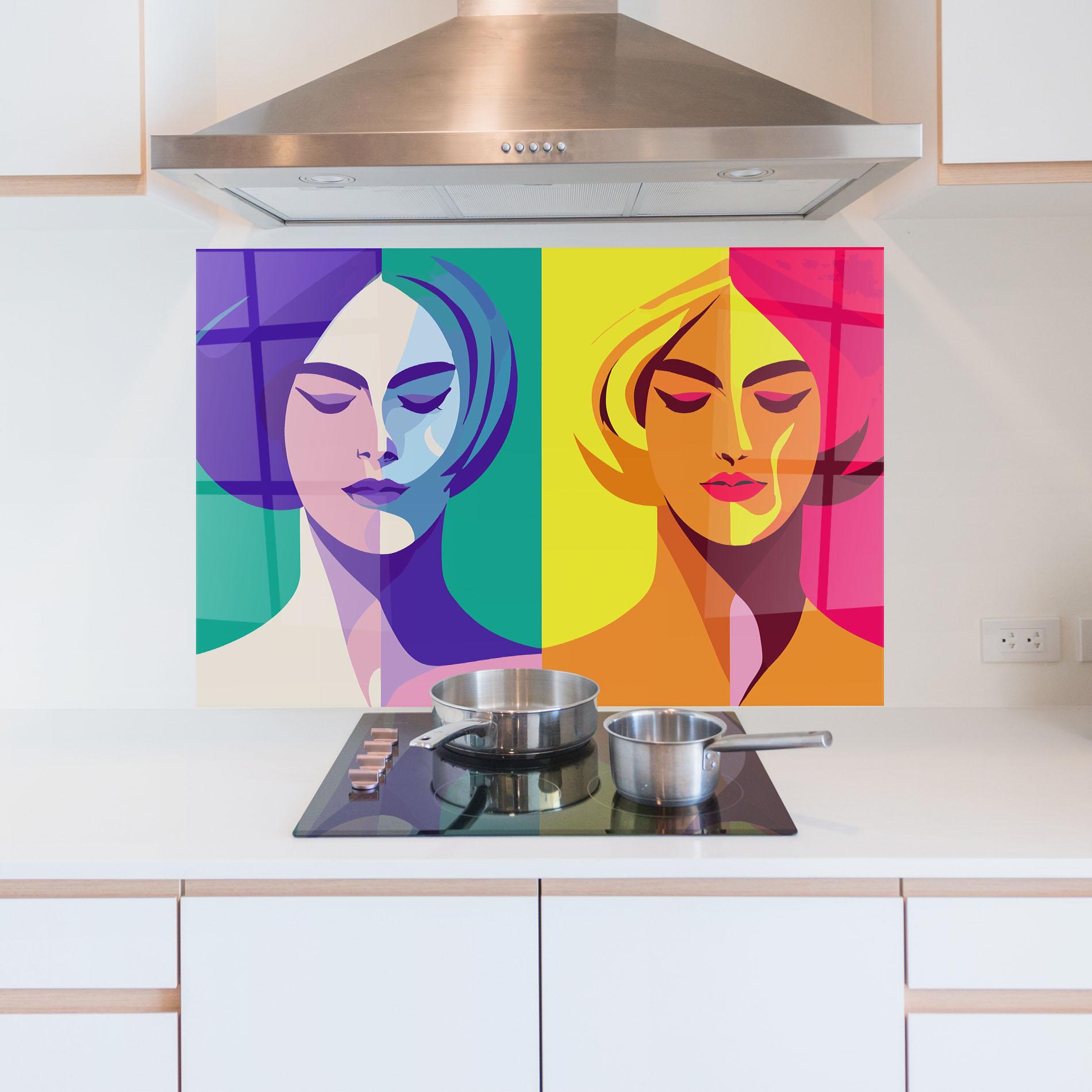 Küchenrückwand Glas Winter Summer Girl mockup 5