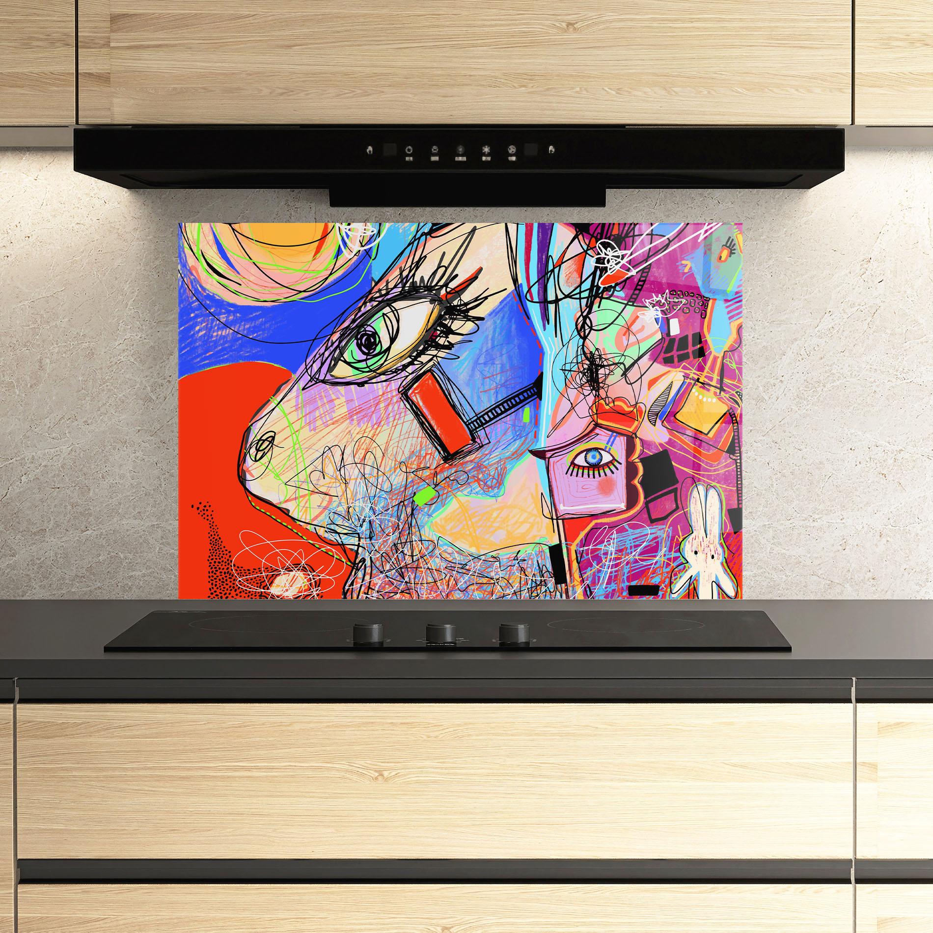 Küchenrückwand Glas Animal Eye Art mockup 3