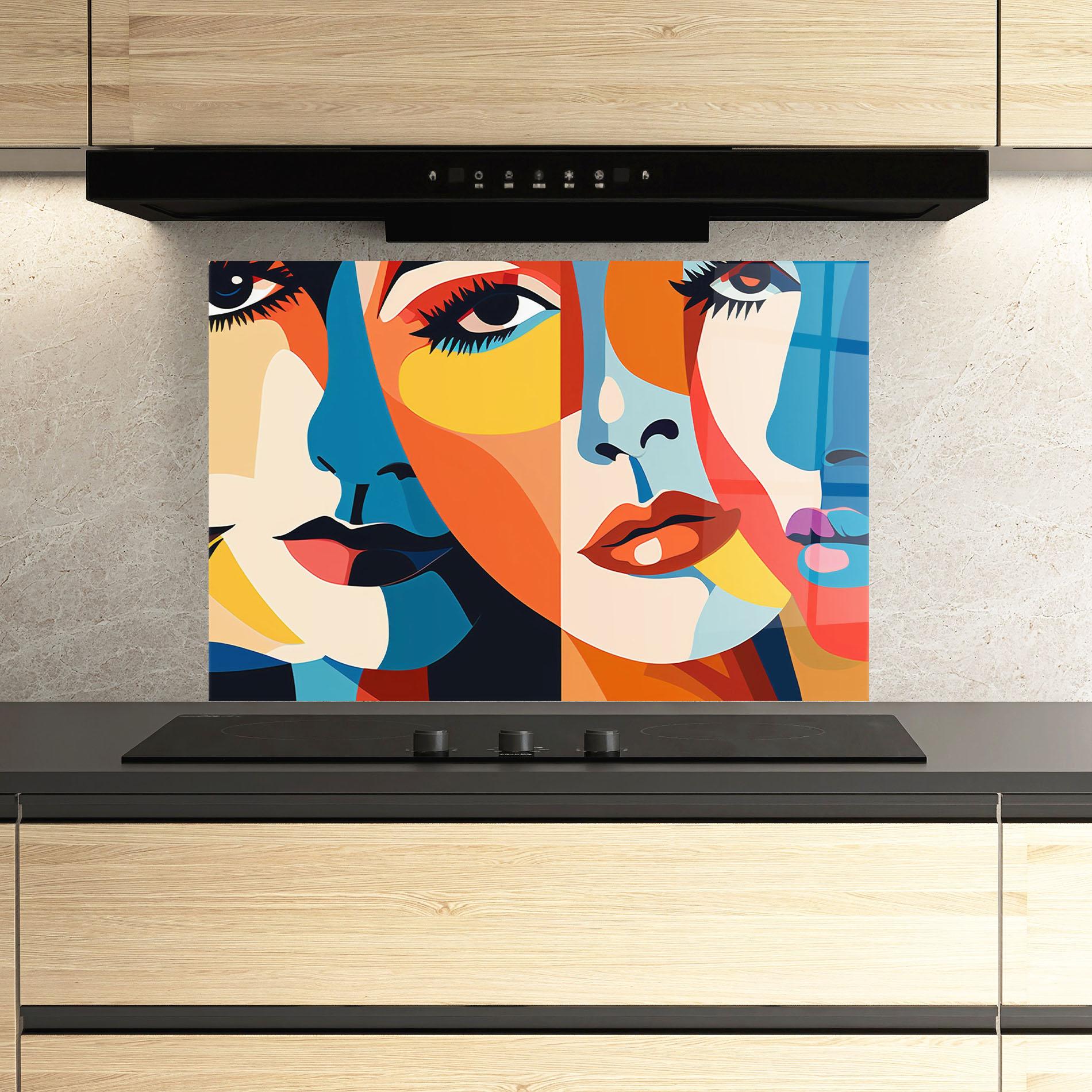 Küchenrückwand Glas Beauty Face Collage mockup 3