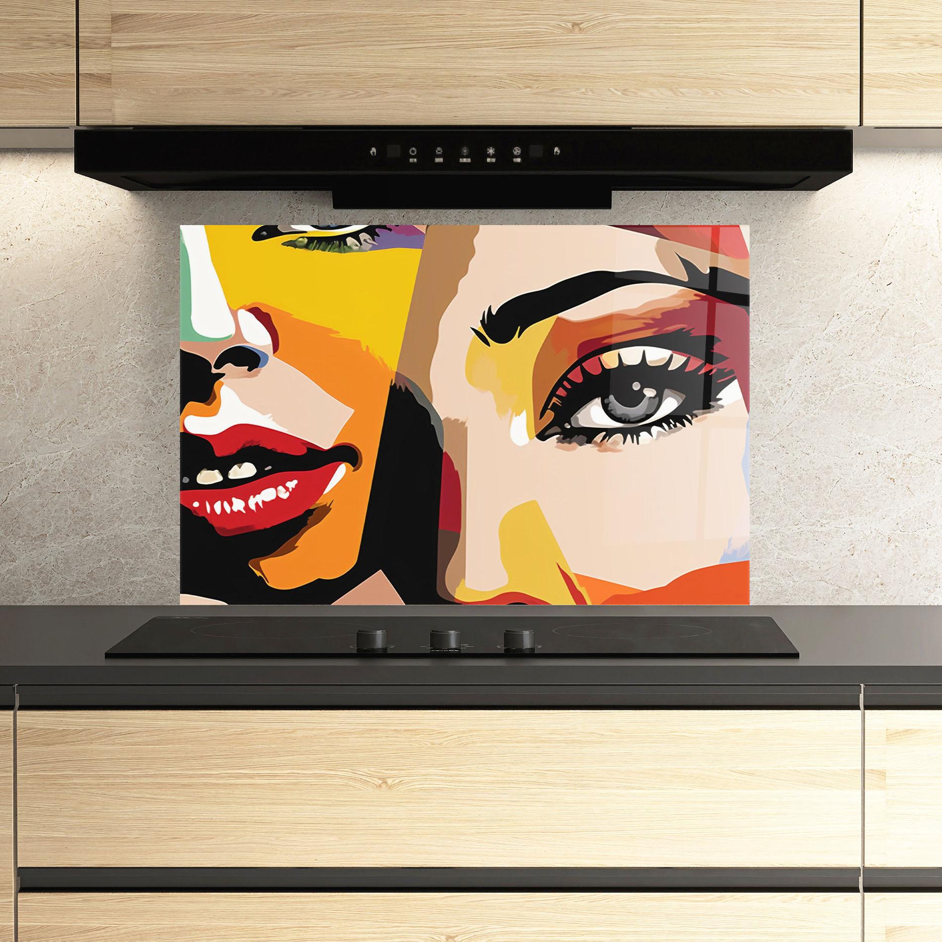 Küchenrückwand Glas Beauty Woman Art mockup 3