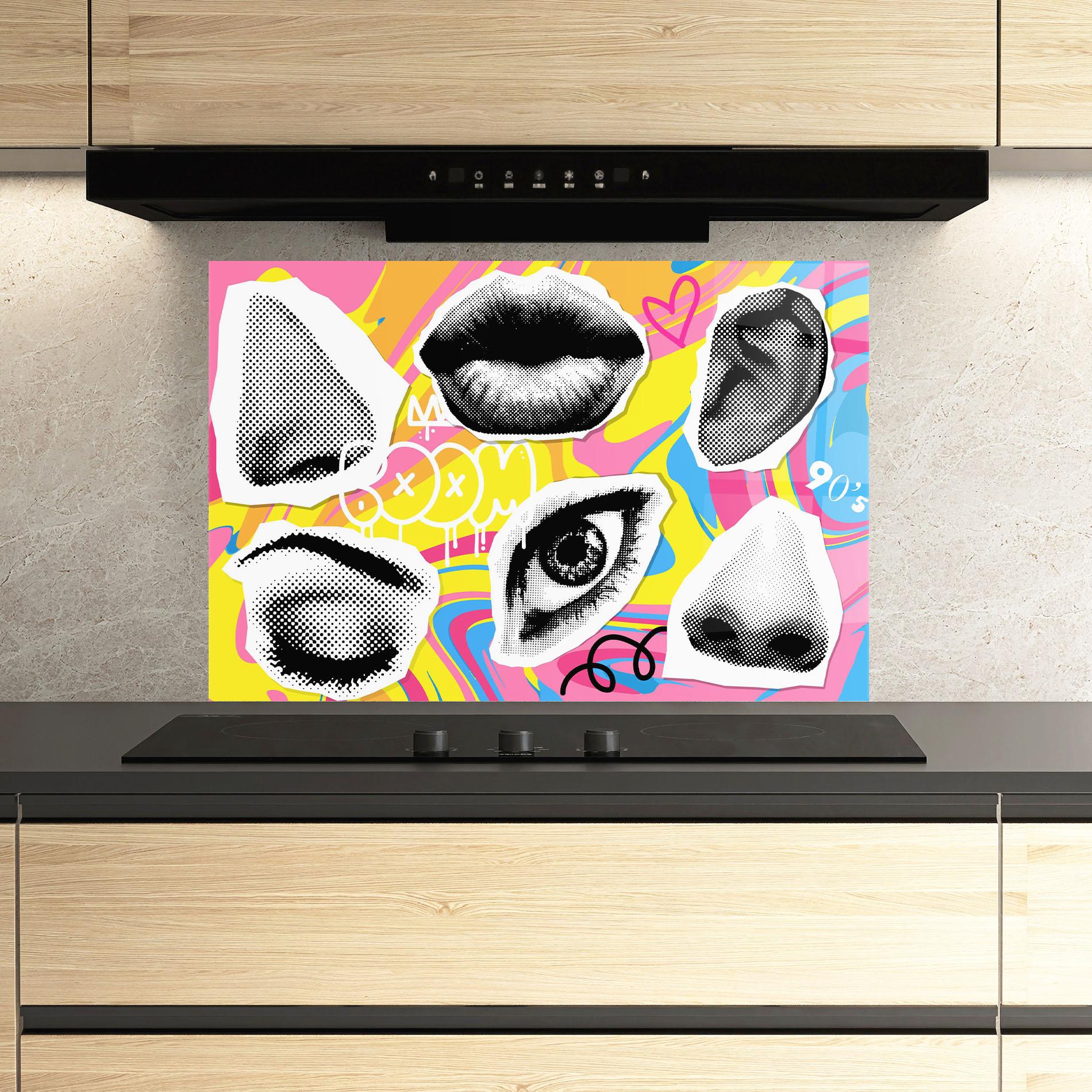 Küchenrückwand Glas Boom 90s mockup 3