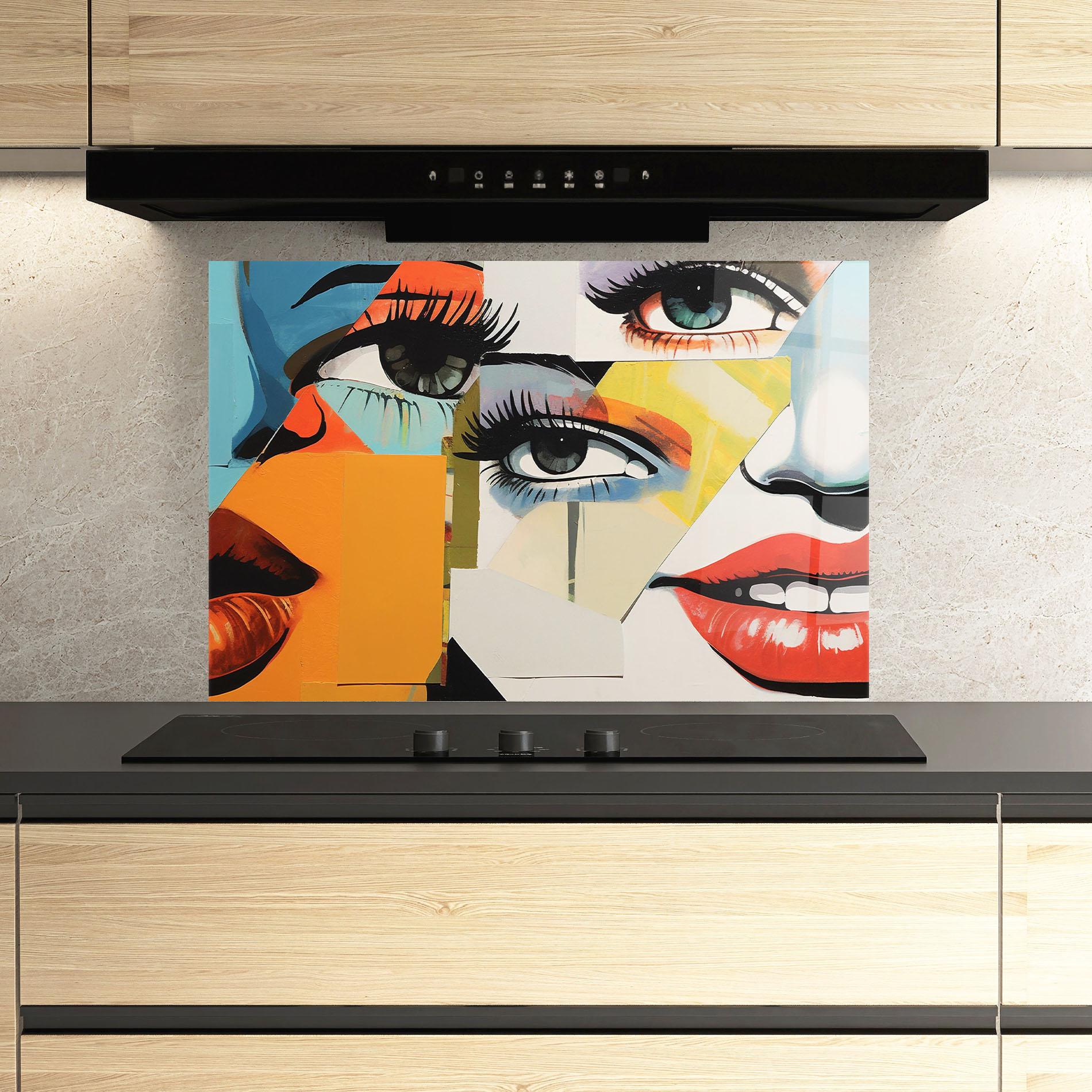 Küchenrückwand Glas Drawing Collage mockup 3