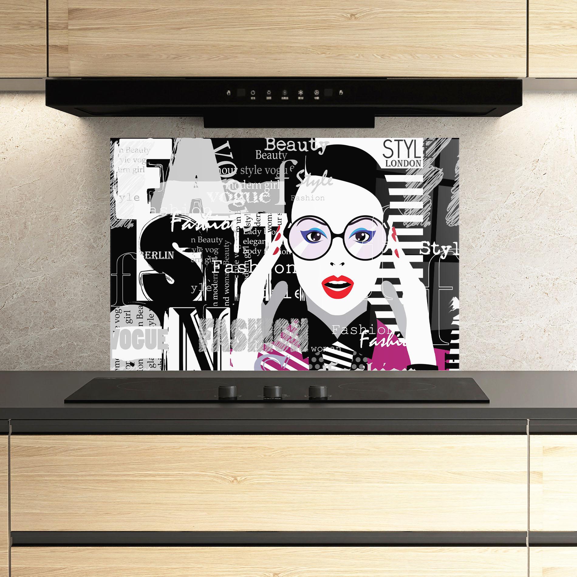 Küchenrückwand Glas Fashion Collage mockup 3