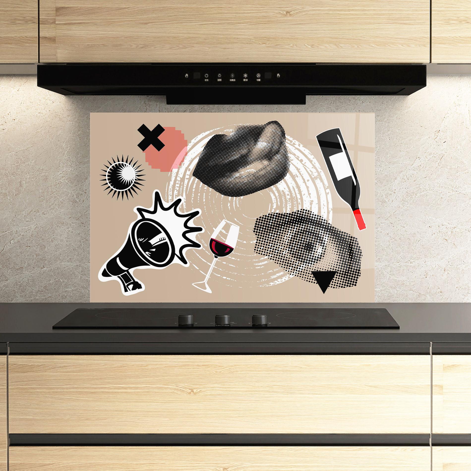 Küchenrückwand Glas Lips Mouth Collage mockup 3