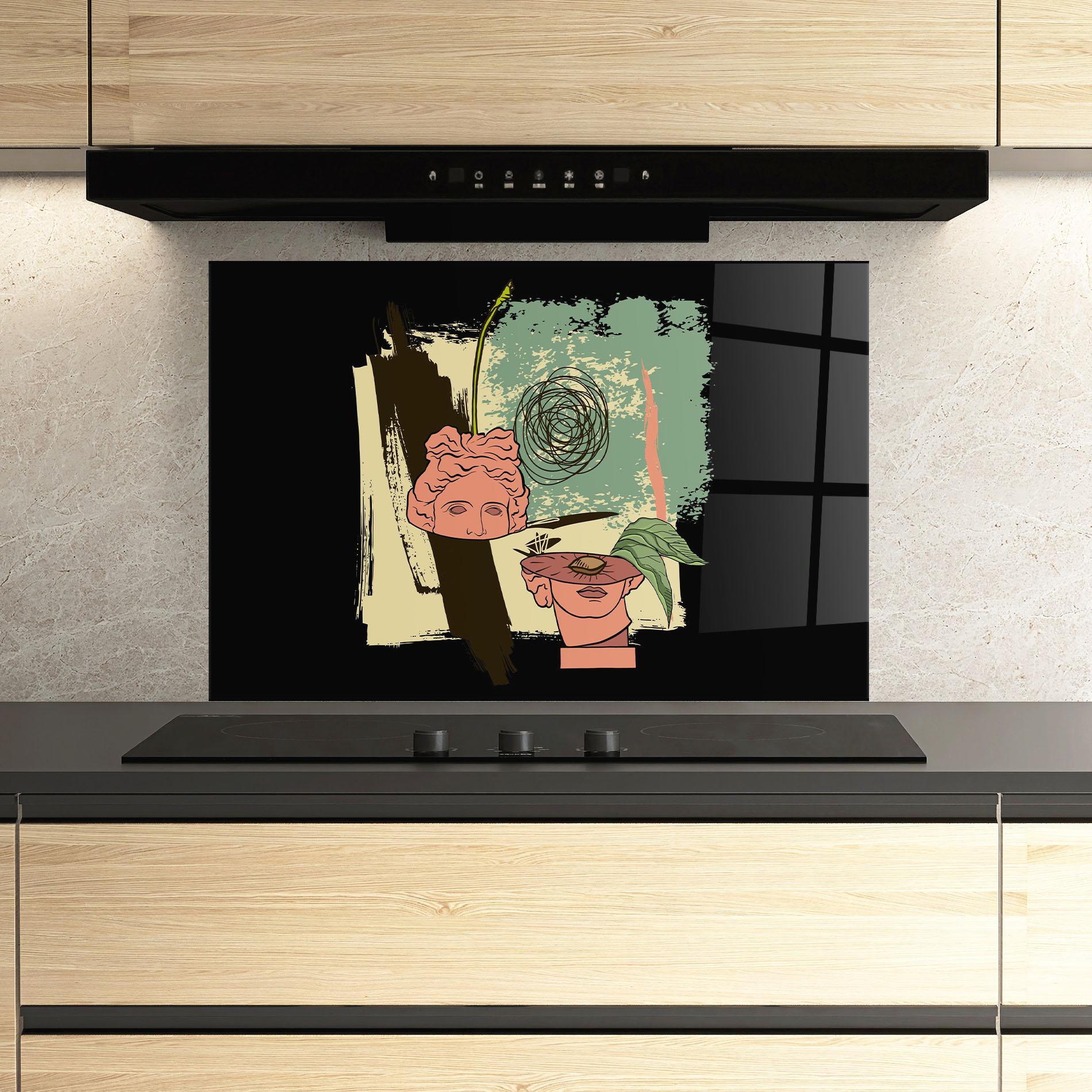 Küchenrückwand Glas Statue Fruit mockup 3