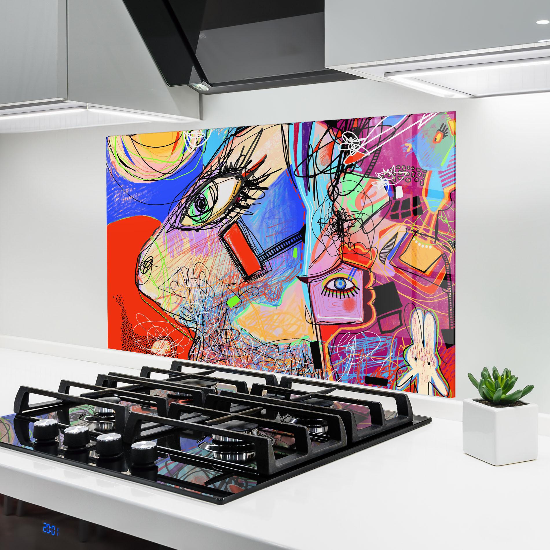 Küchenrückwand Glas Animal Eye Art mockup 6