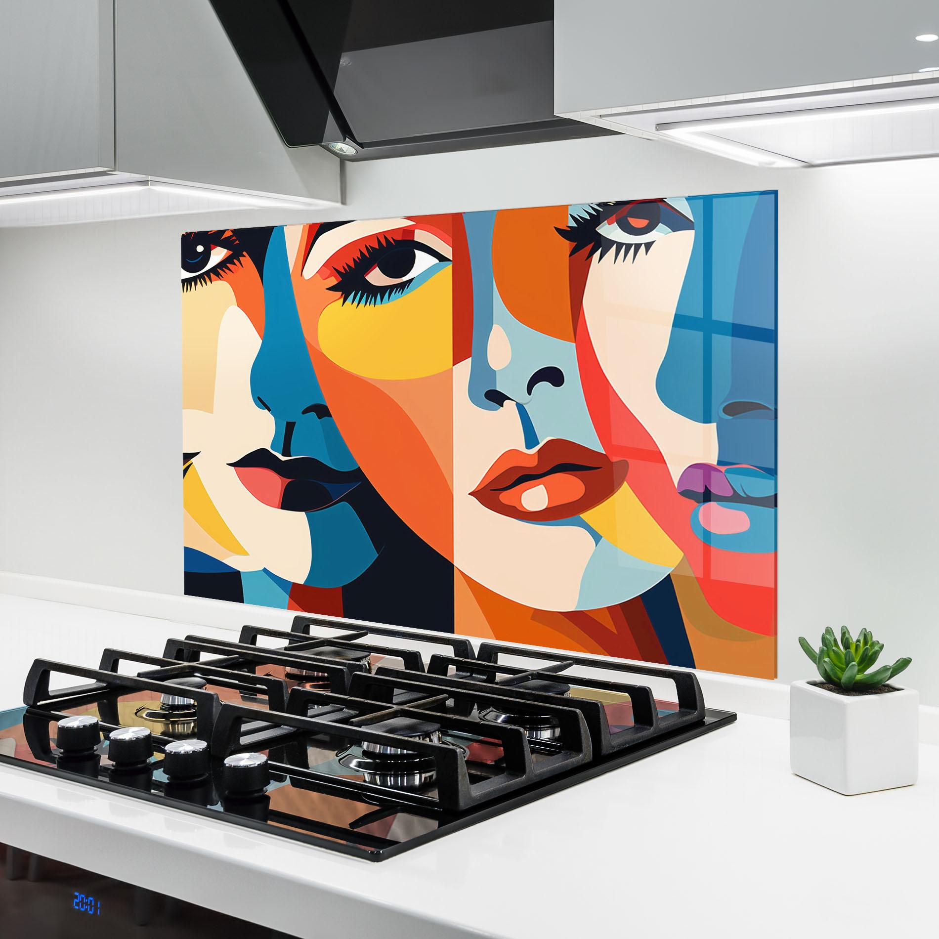 Küchenrückwand Glas Beauty Face Collage mockup 6