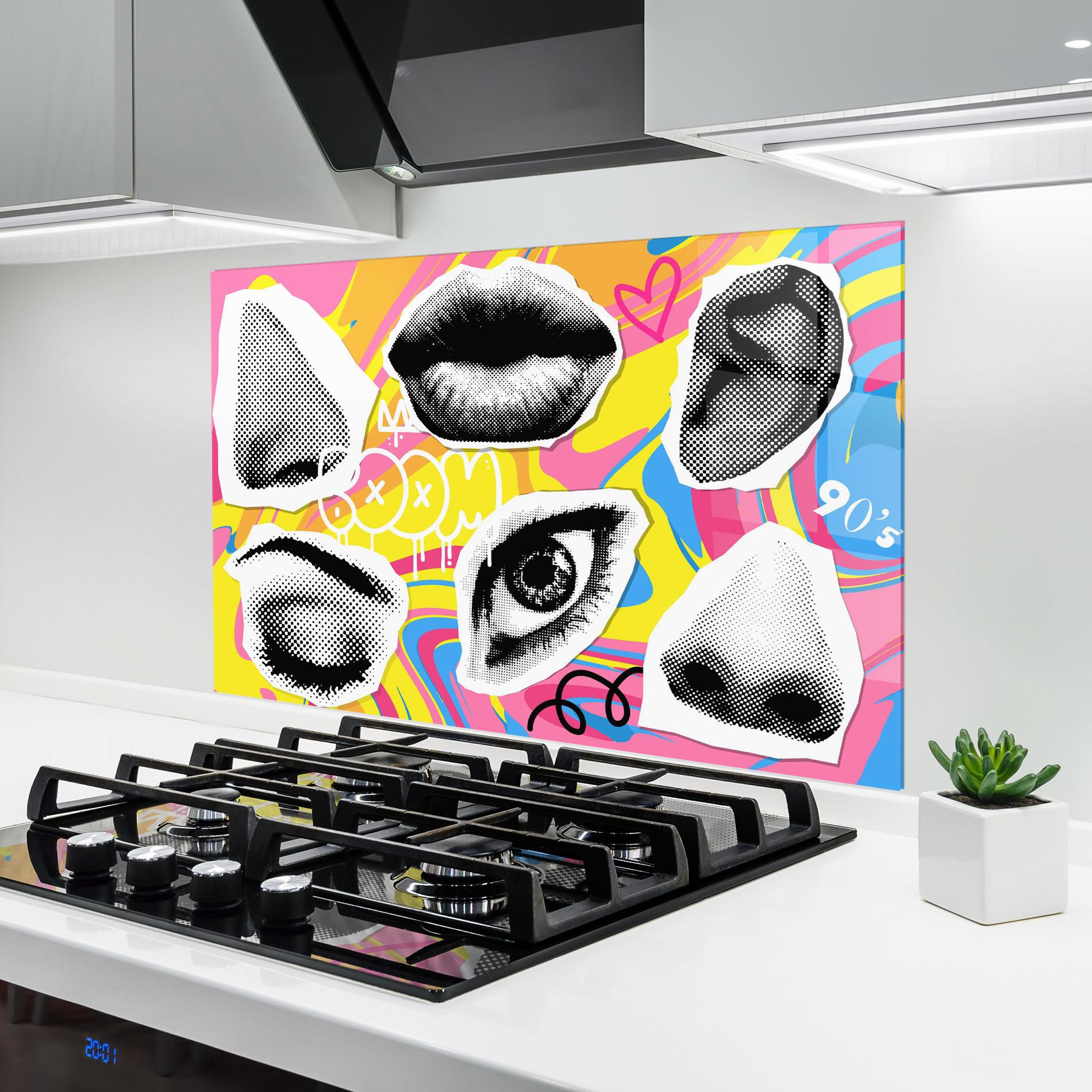 Küchenrückwand Glas Boom 90s mockup 6