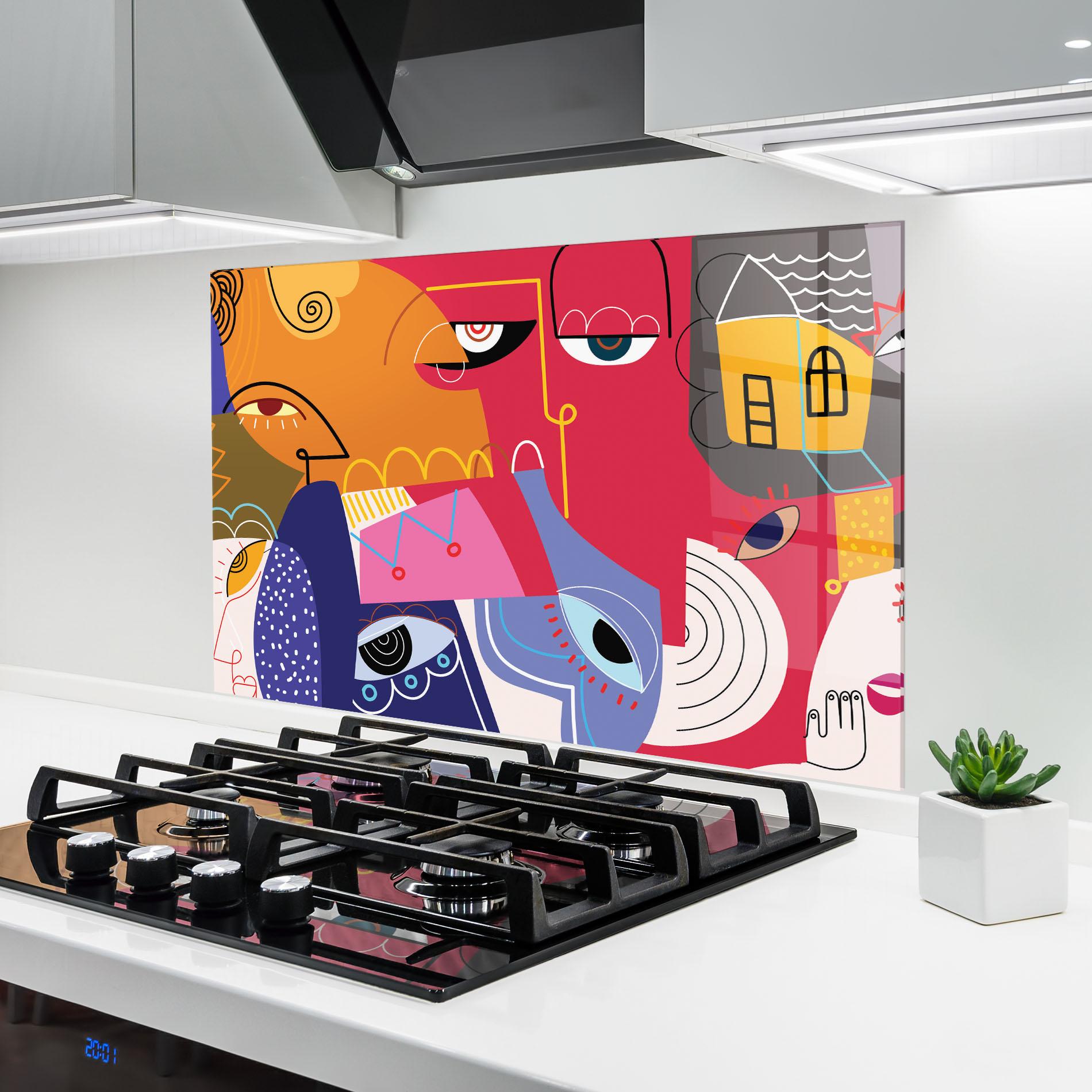 Küchenrückwand Glas Line Eye Family mockup 6