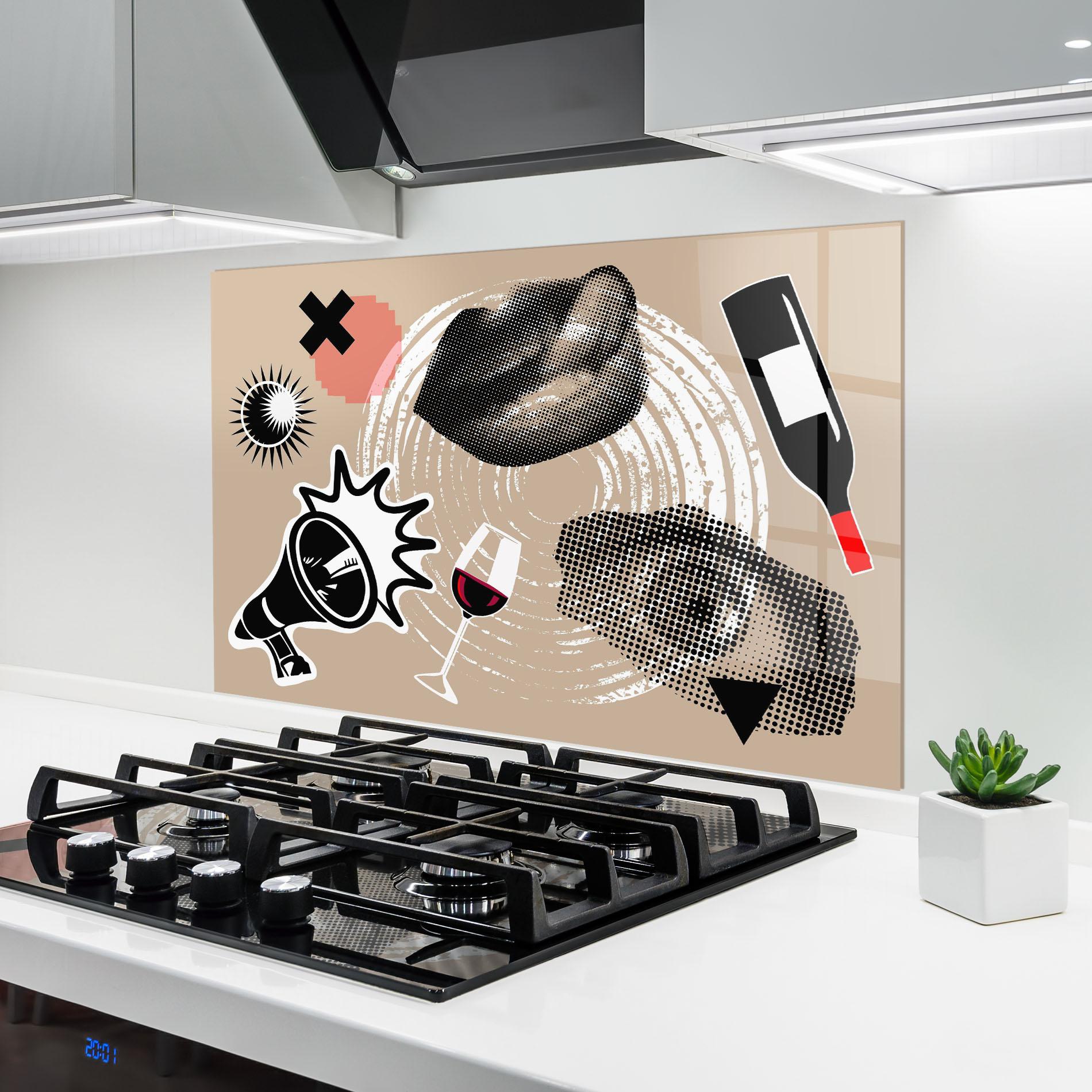 Küchenrückwand Glas Lips Mouth Collage mockup 6