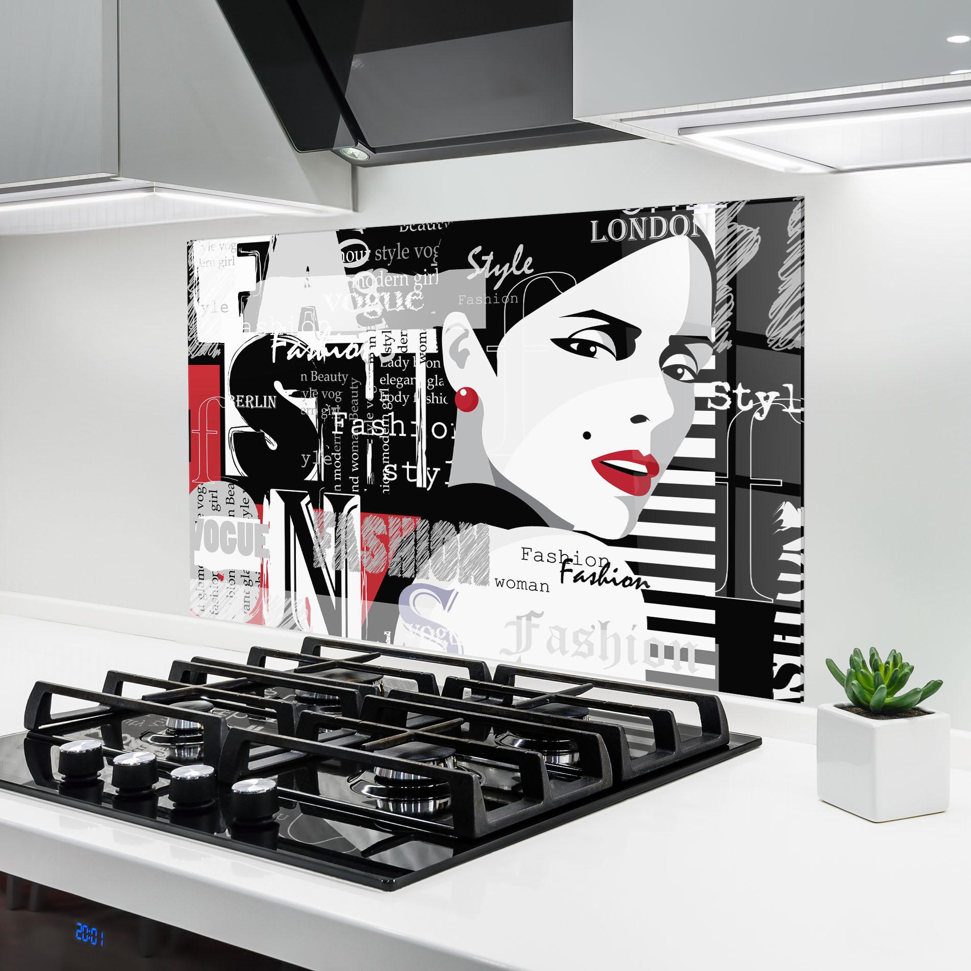 Küchenrückwand Glas London Fashion Collage mockup 6