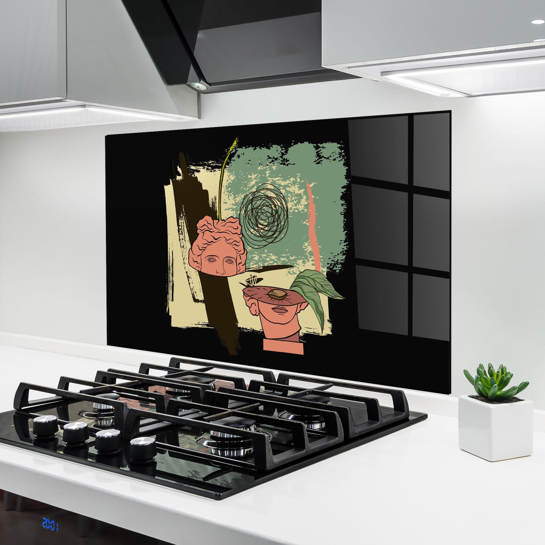 Küchenrückwand Glas Statue Fruit mockup 6