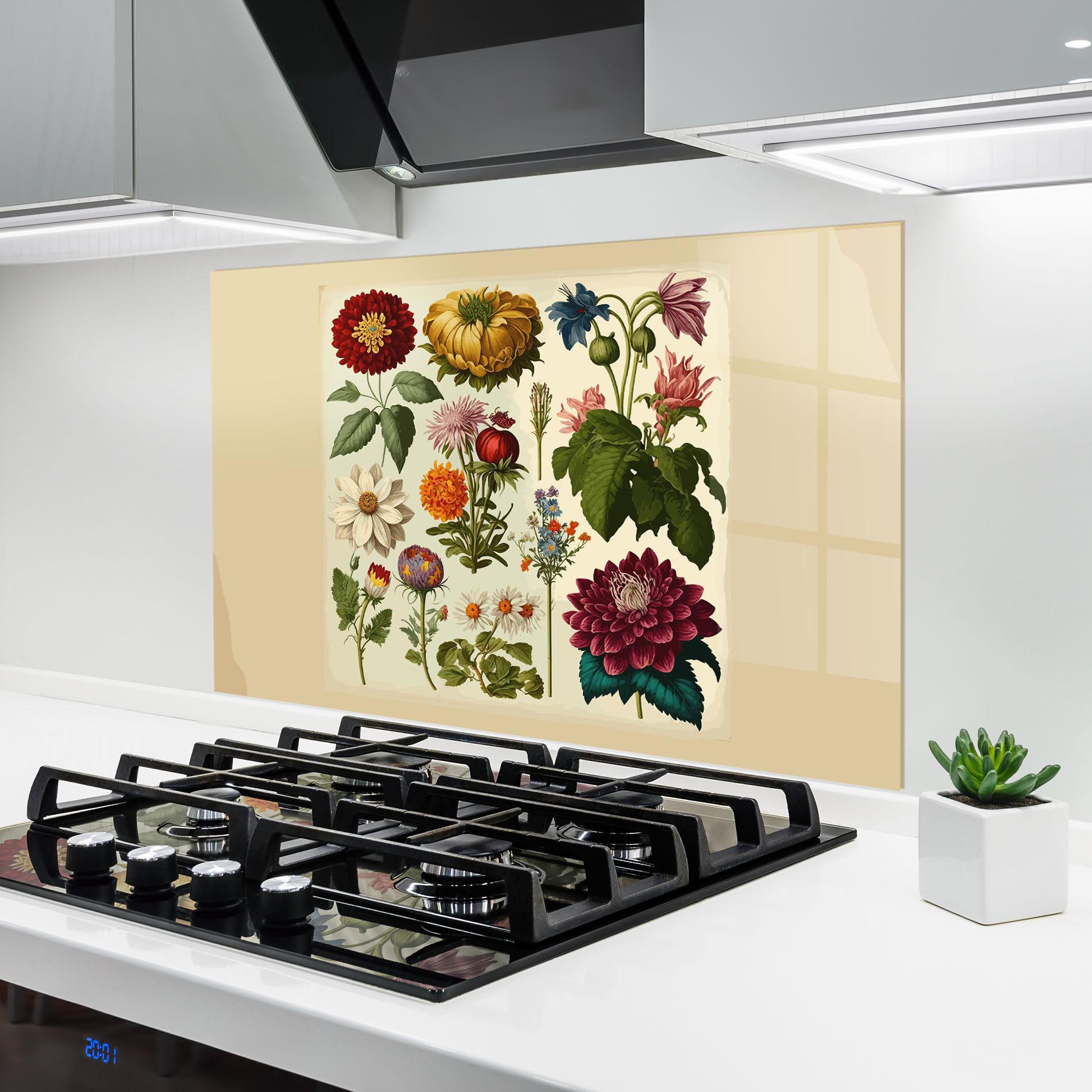 Küchenrückwand Glas Vintage Botanical mockup 6
