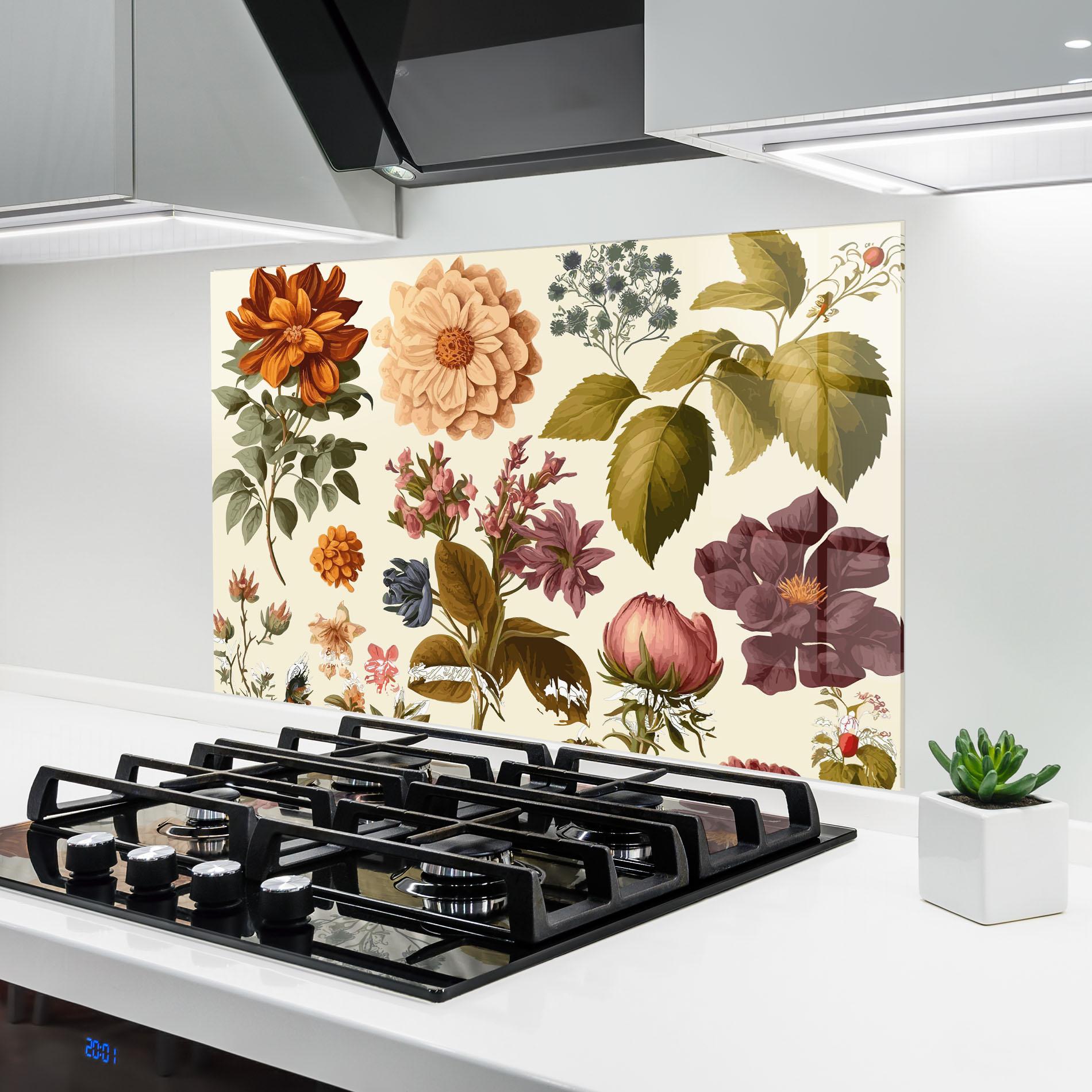 Küchenrückwand Glas Vintage Plant Collage mockup 6