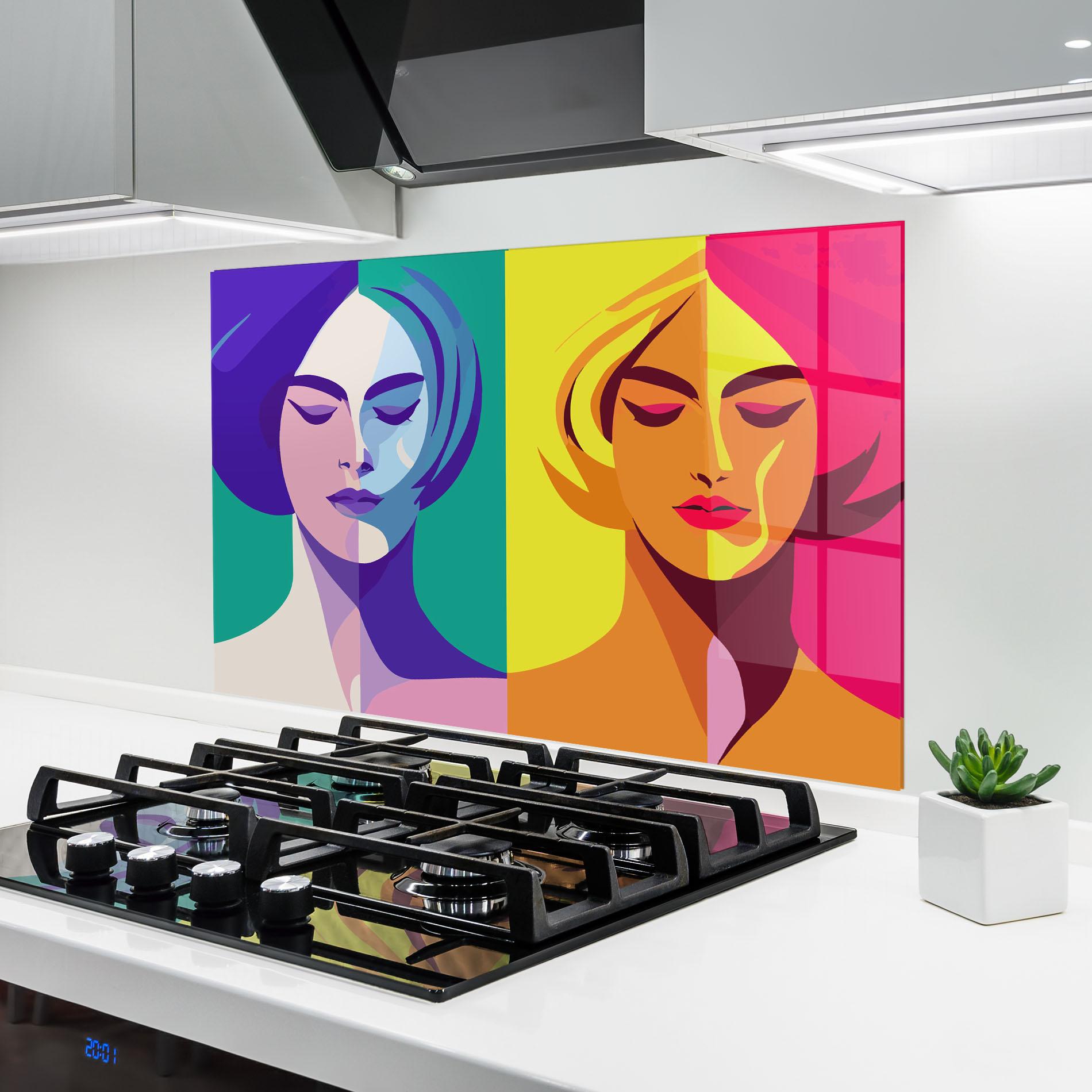 Küchenrückwand Glas Winter Summer Girl mockup 6