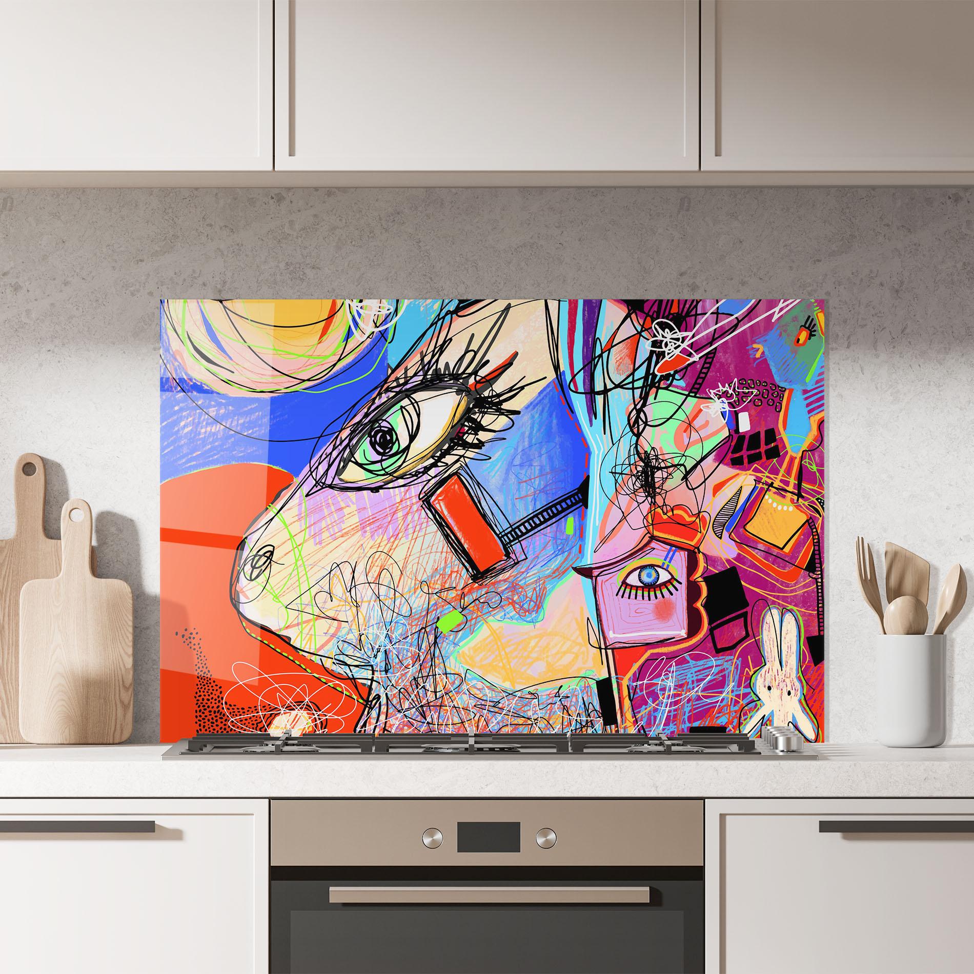 Küchenrückwand Glas Animal Eye Art mockup 7