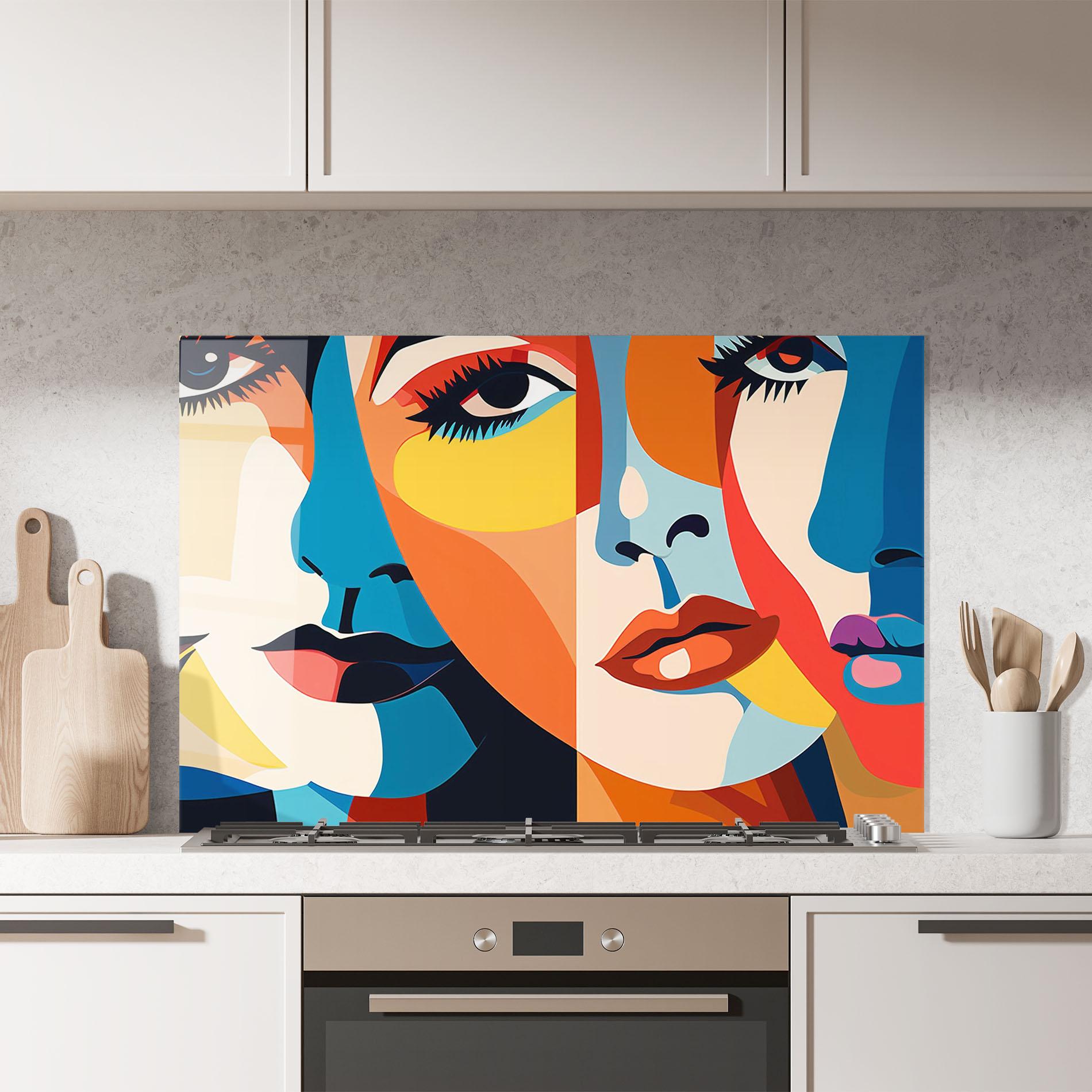 Küchenrückwand Glas Beauty Face Collage mockup 7