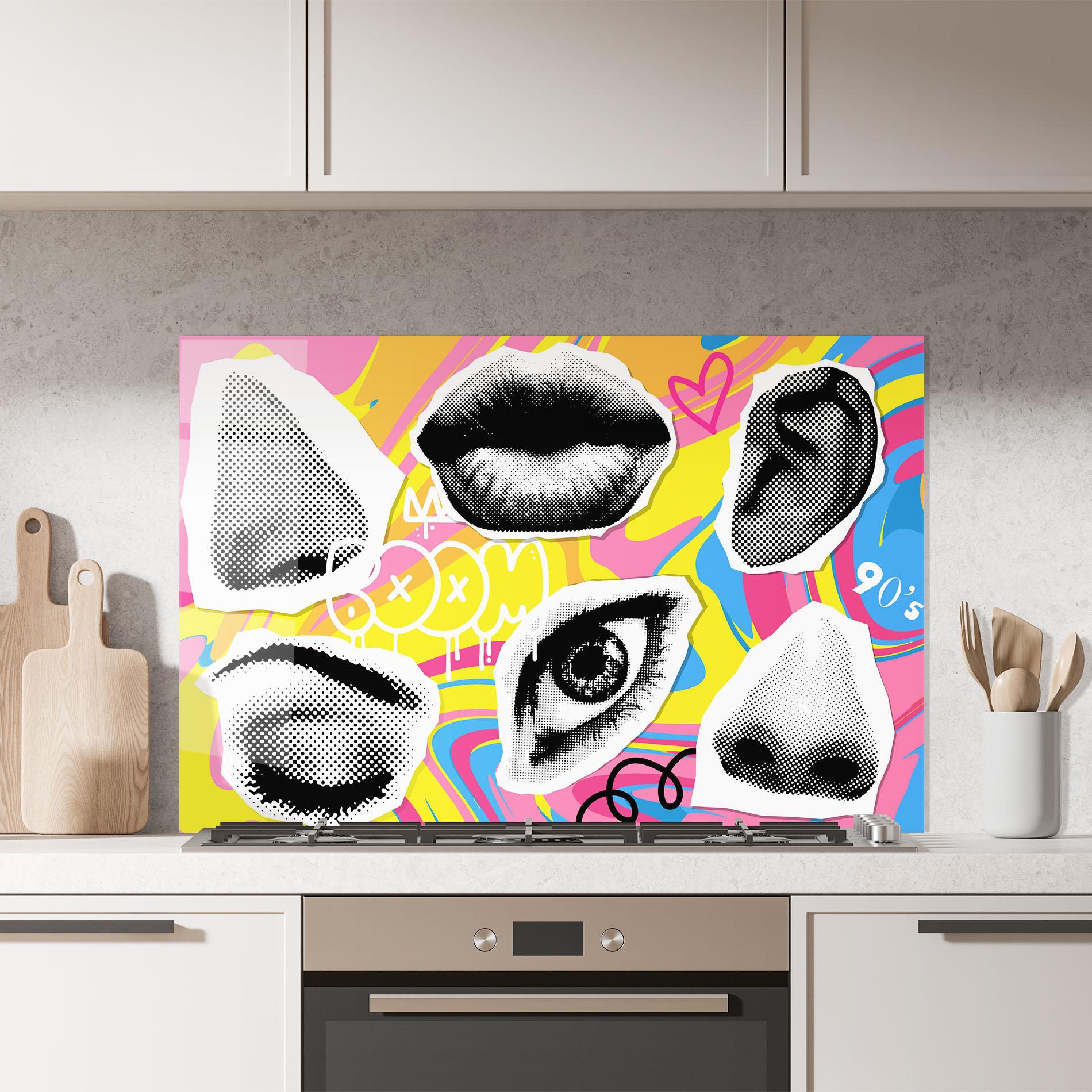 Küchenrückwand Glas Boom 90s mockup 7