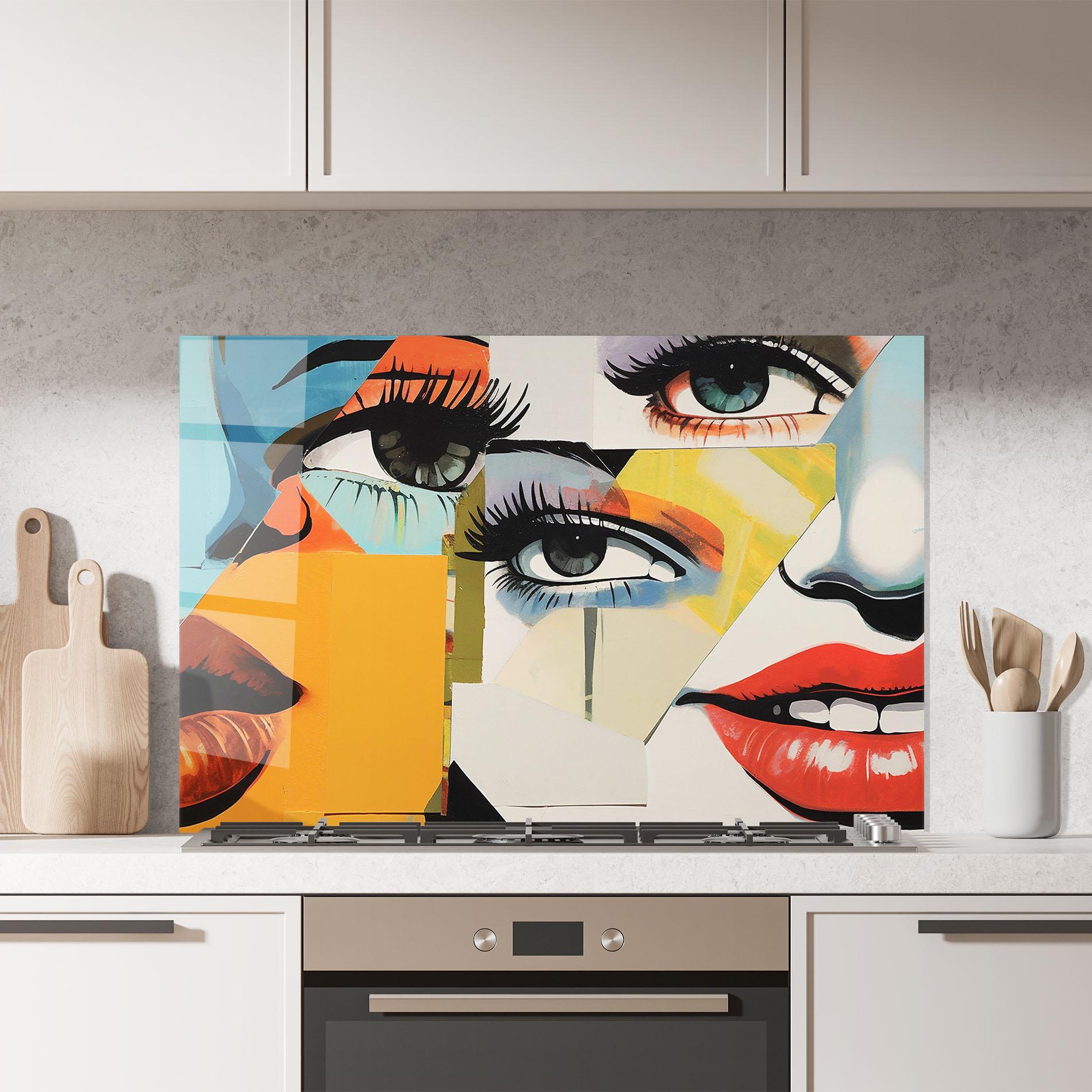 Küchenrückwand Glas Drawing Collage mockup 7