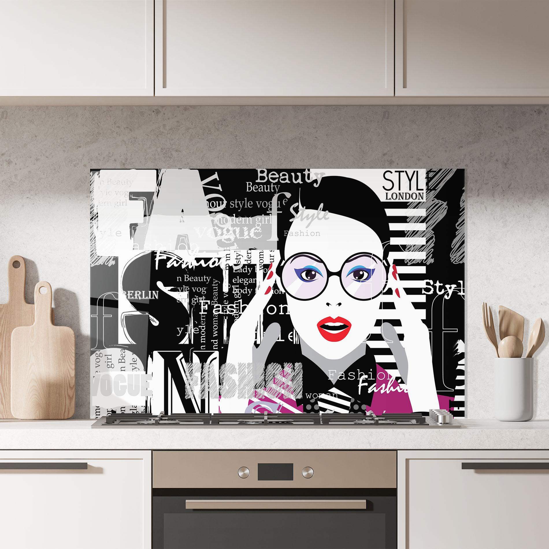 Küchenrückwand Glas Fashion Collage mockup 7
