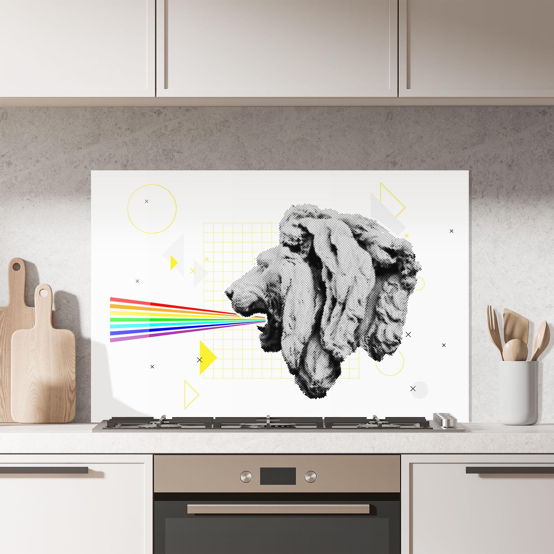 Küchenrückwand Glas Lion Collage mockup 7